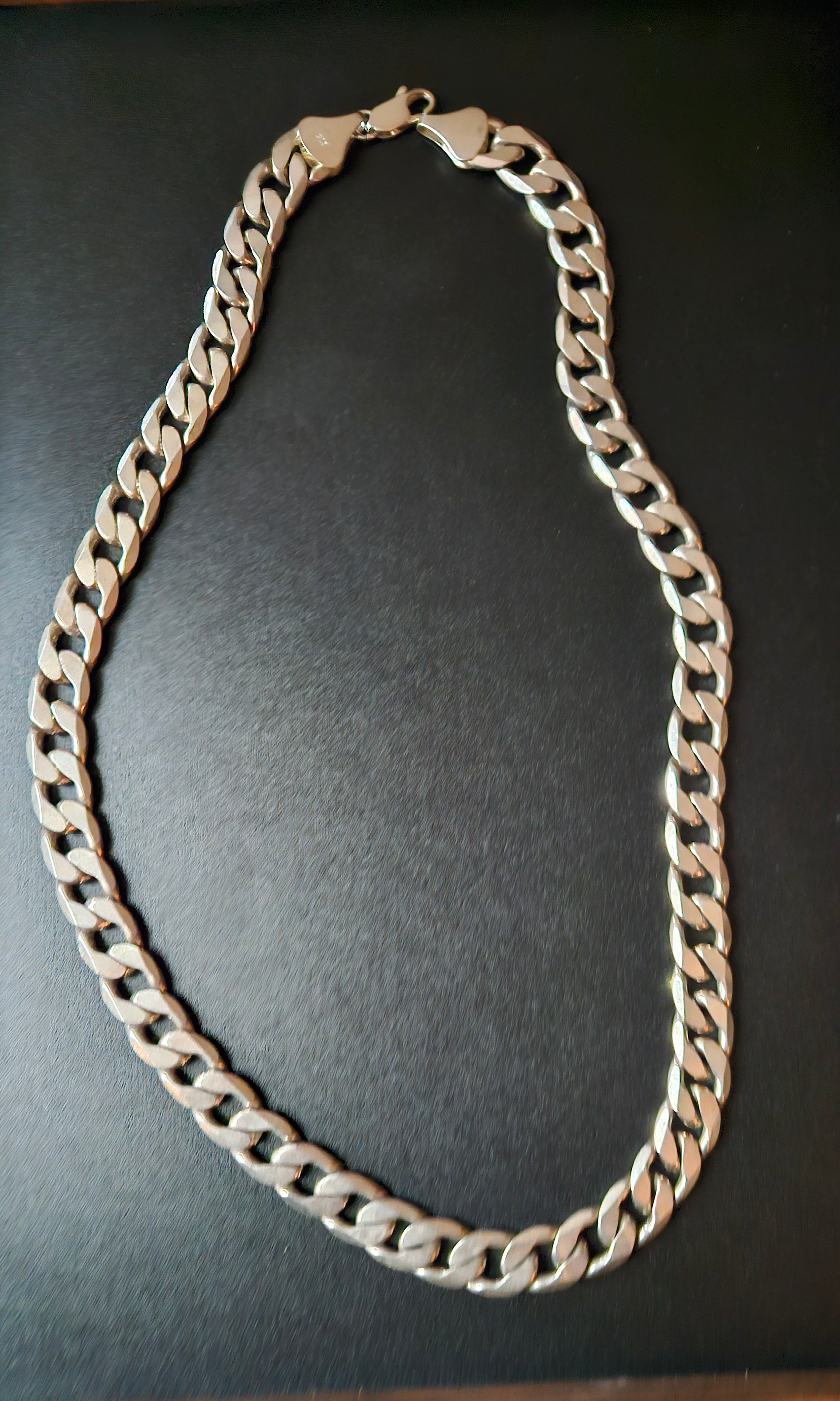 24 Inch Cuban-Style Chain Necklace 925 Silver None Tarnish Plating