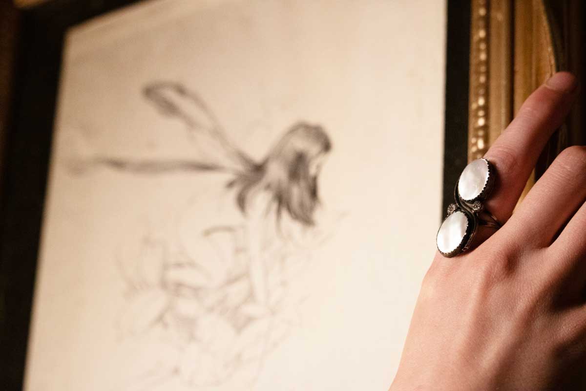 Vintage Sterling Silver Ring with Two Mother of Pearl Stones- Size 4