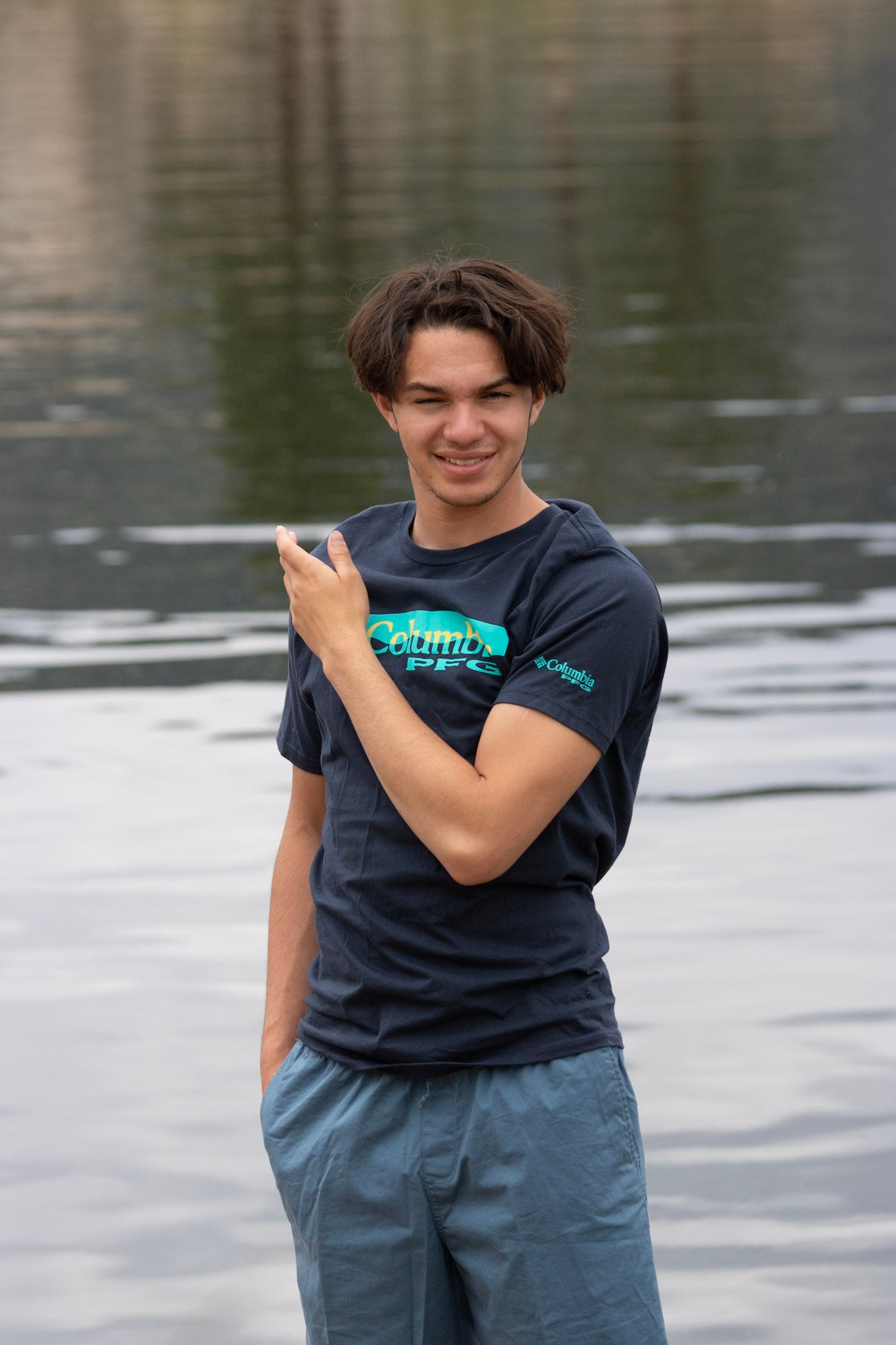 Columbia PFG Graphic Tee Shirt Navy Blue