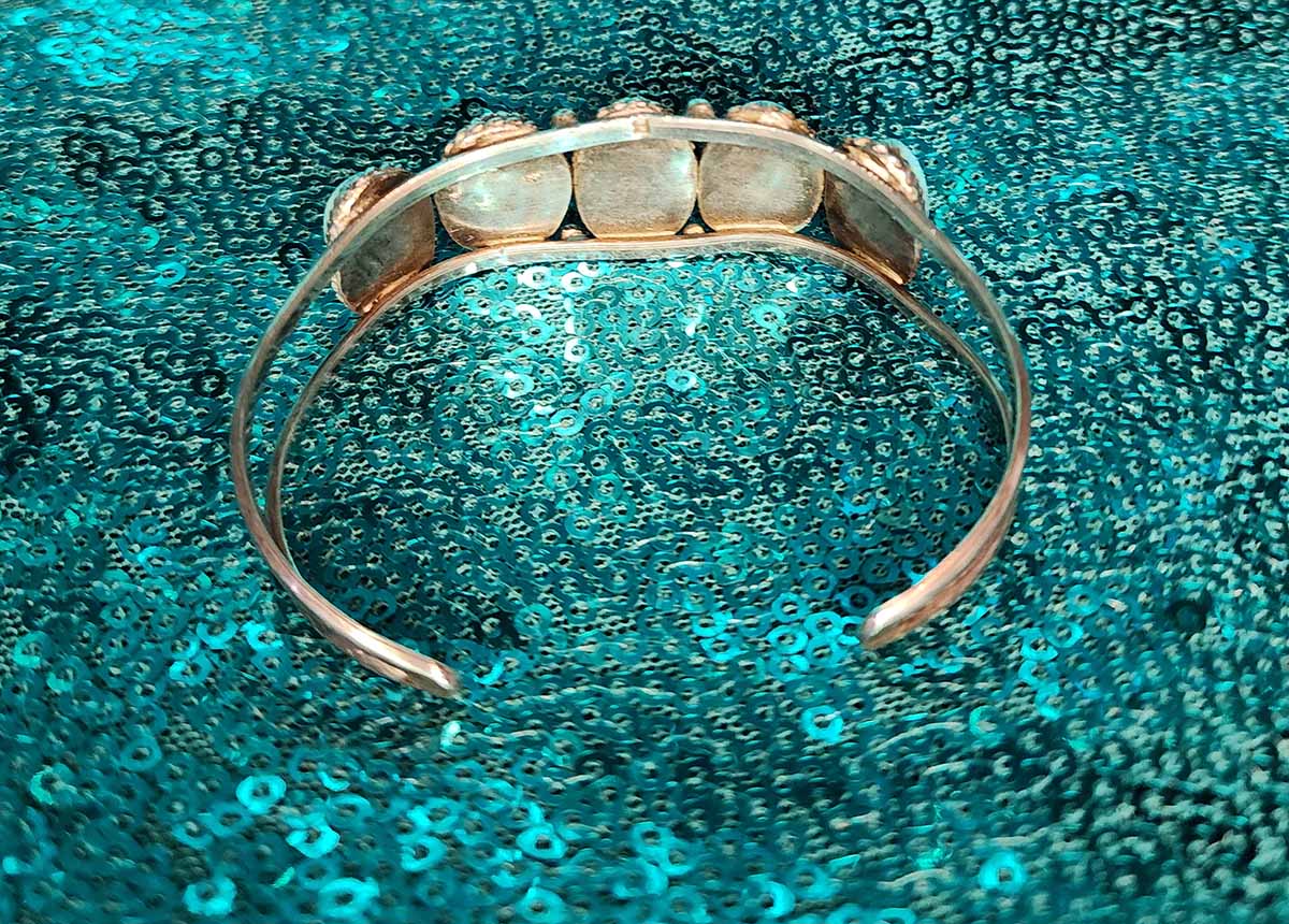 Vintage Navajo Blue Turquoise Cuff Bracelet Sterling Silver