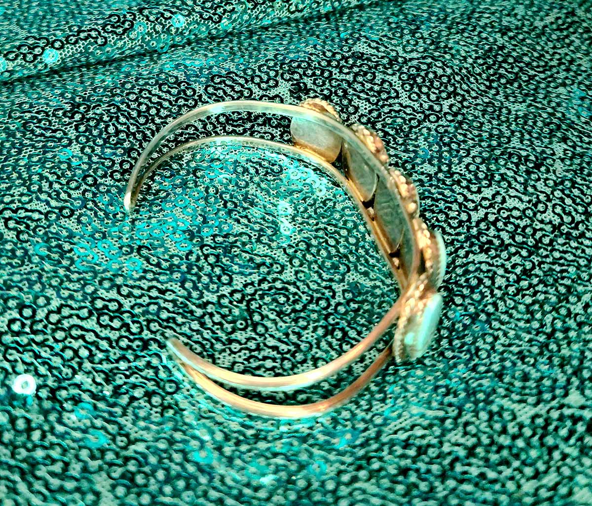 Vintage Navajo Blue Turquoise Cuff Bracelet Sterling Silver
