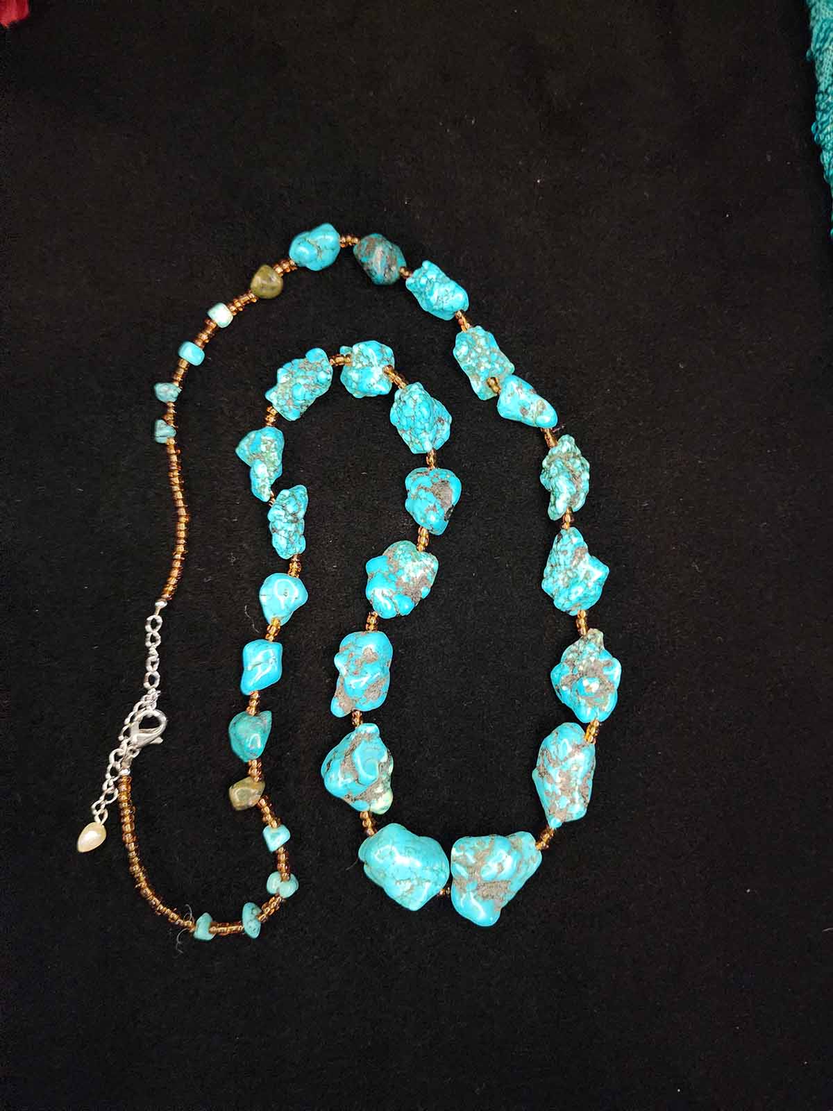 Navajo Turquoise Nugget Beaded Necklace 16" Long