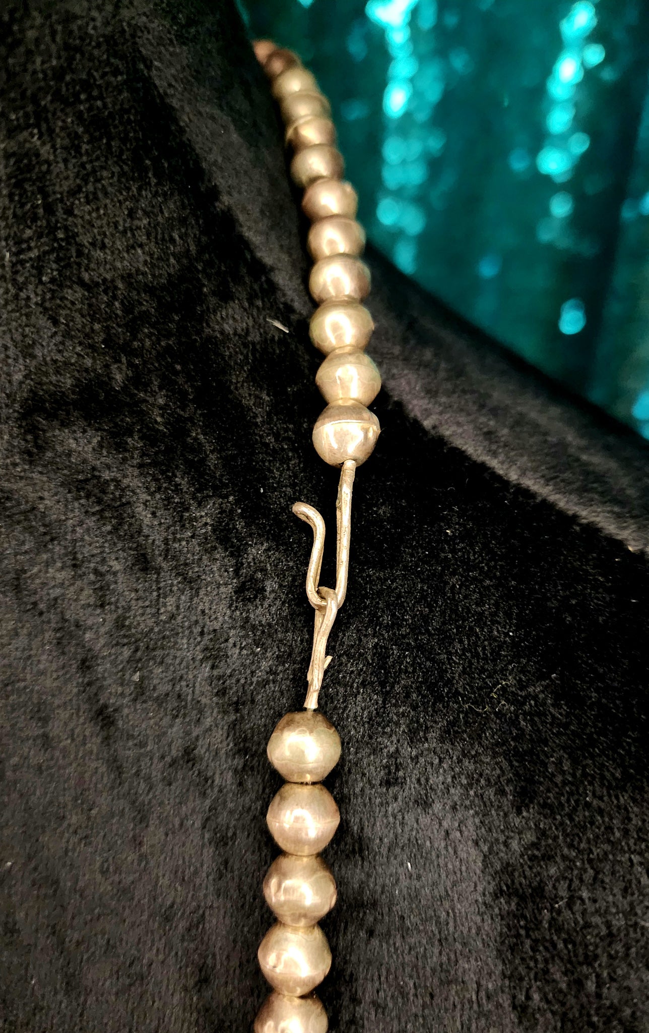 Vintage Navajo Sterling Silver Royston Turquoise Squash Blossom Necklace