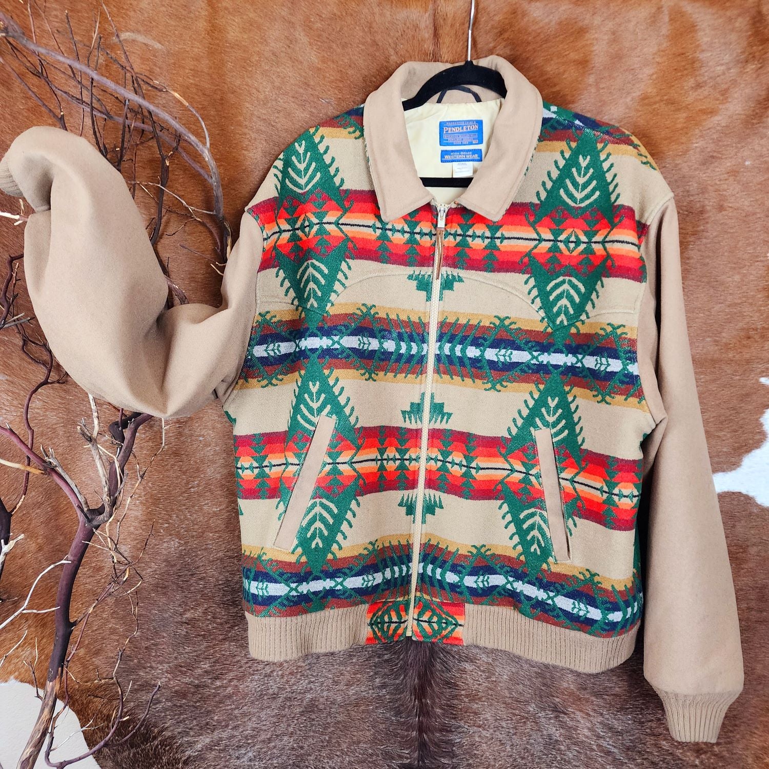 Vintage Pendleton High Grade Western Wear AZTEC Southwestern Bomber Jacket