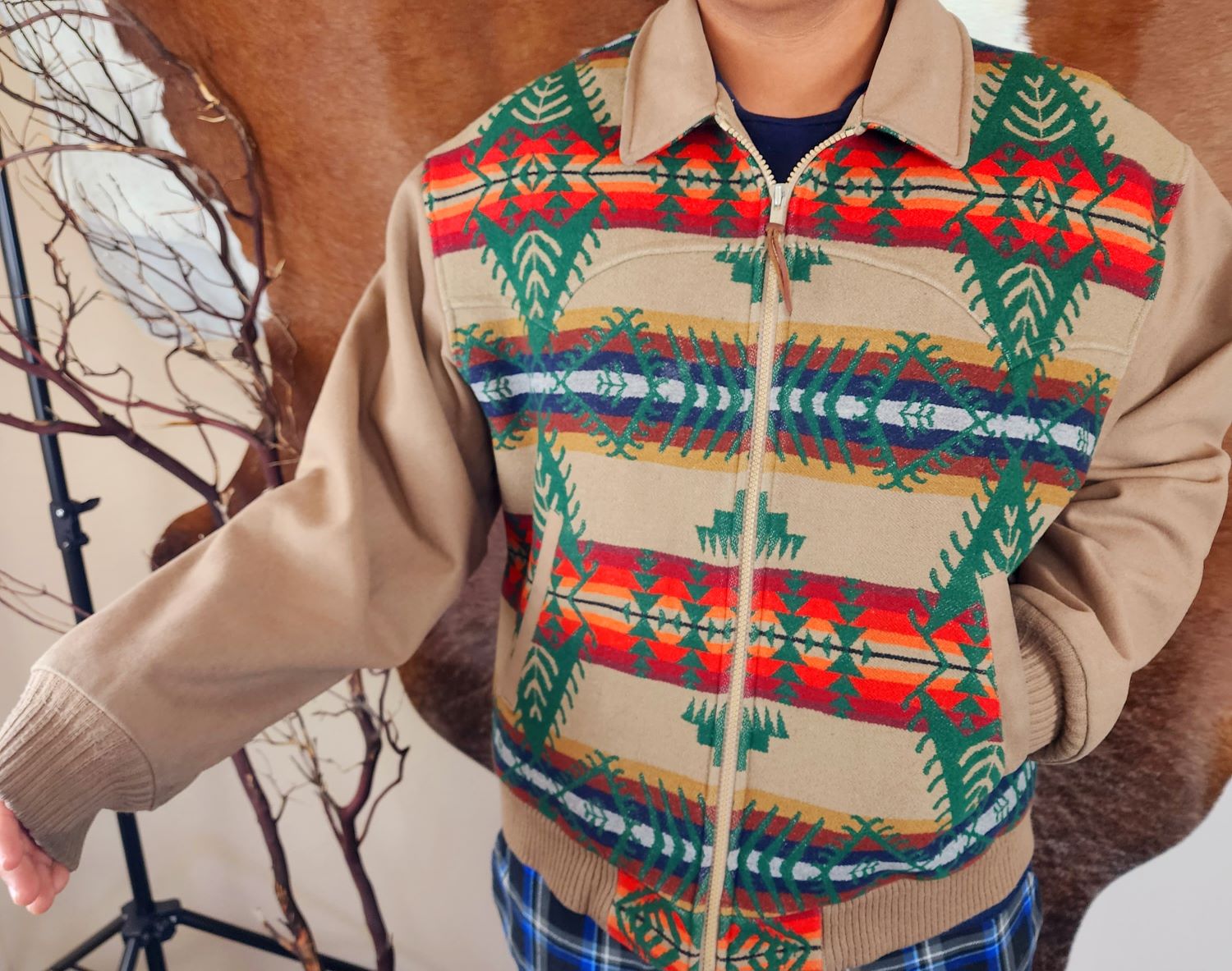 Vintage Pendleton High Grade Western Wear AZTEC Southwestern Bomber Jacket