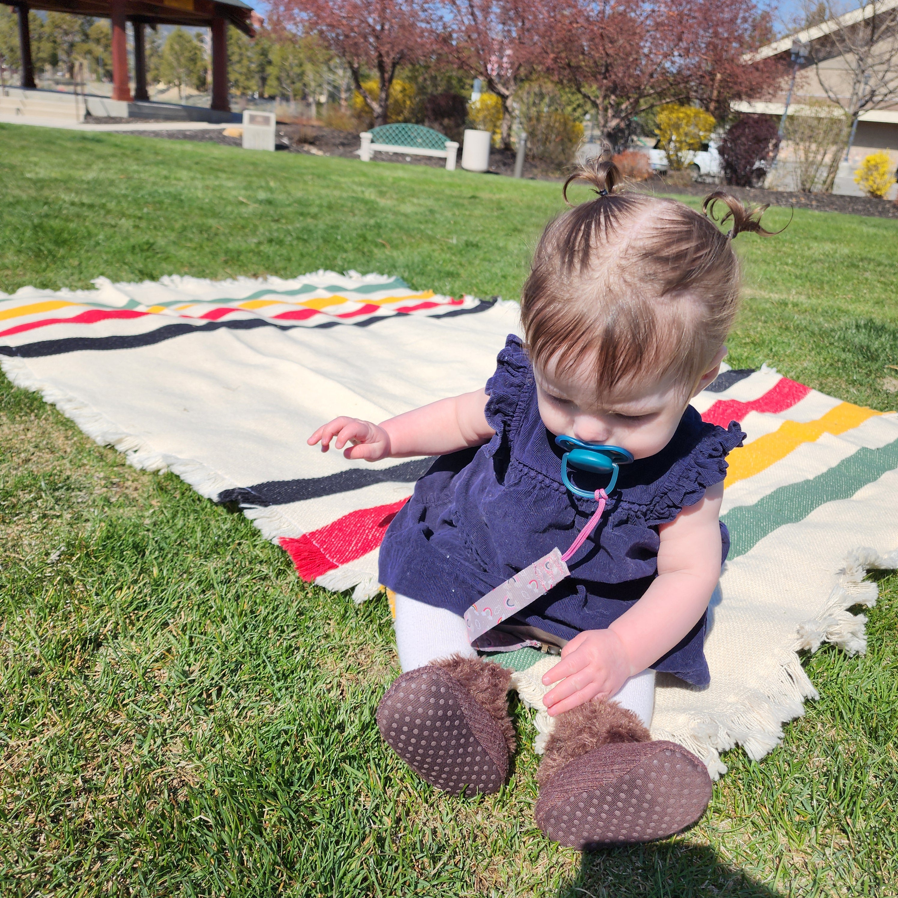 Pisgah Stripe Woven Throw - Black, Red, Yellow, & Green Stripe