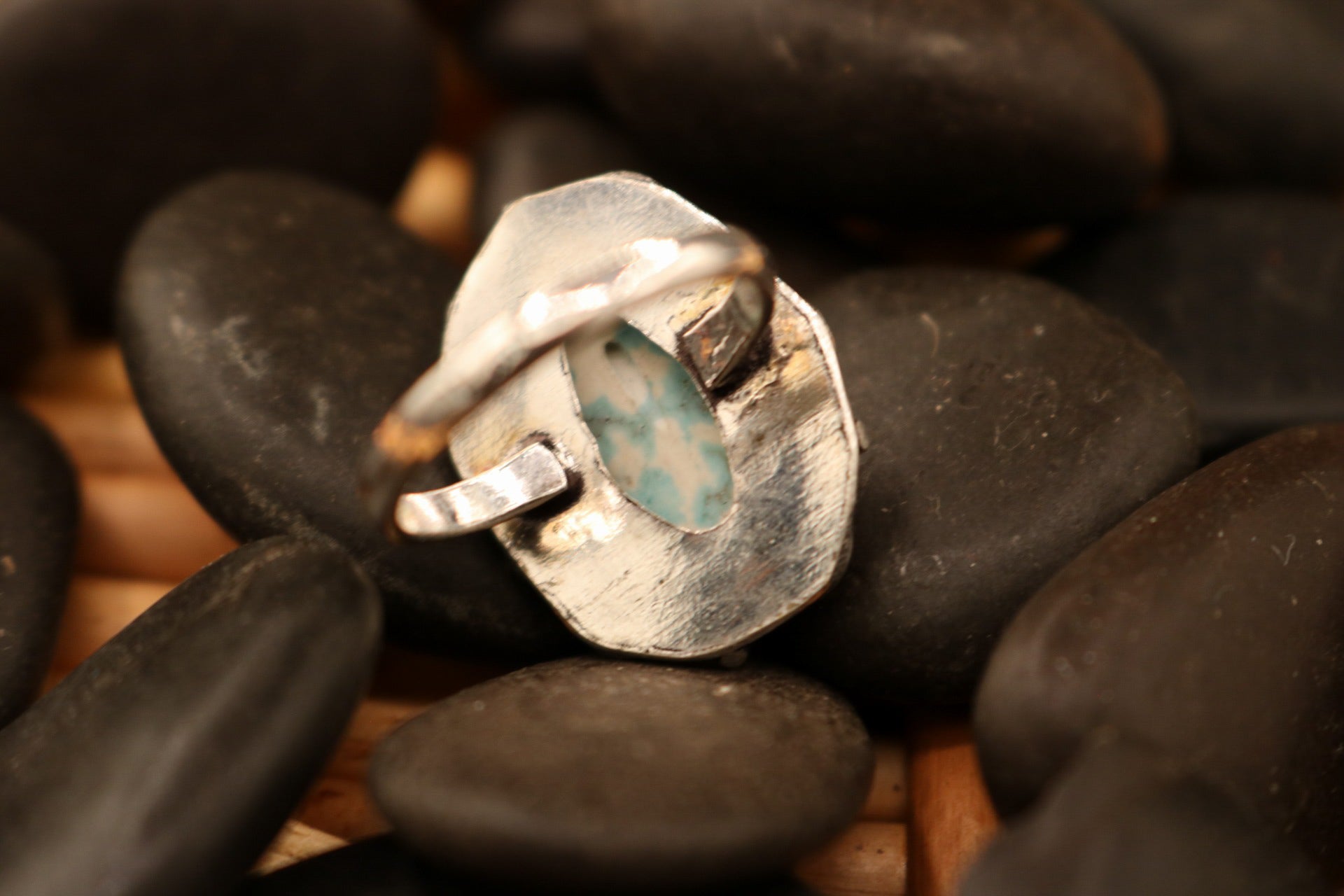 Faux Turquoise Silver Plated Ring Size 7