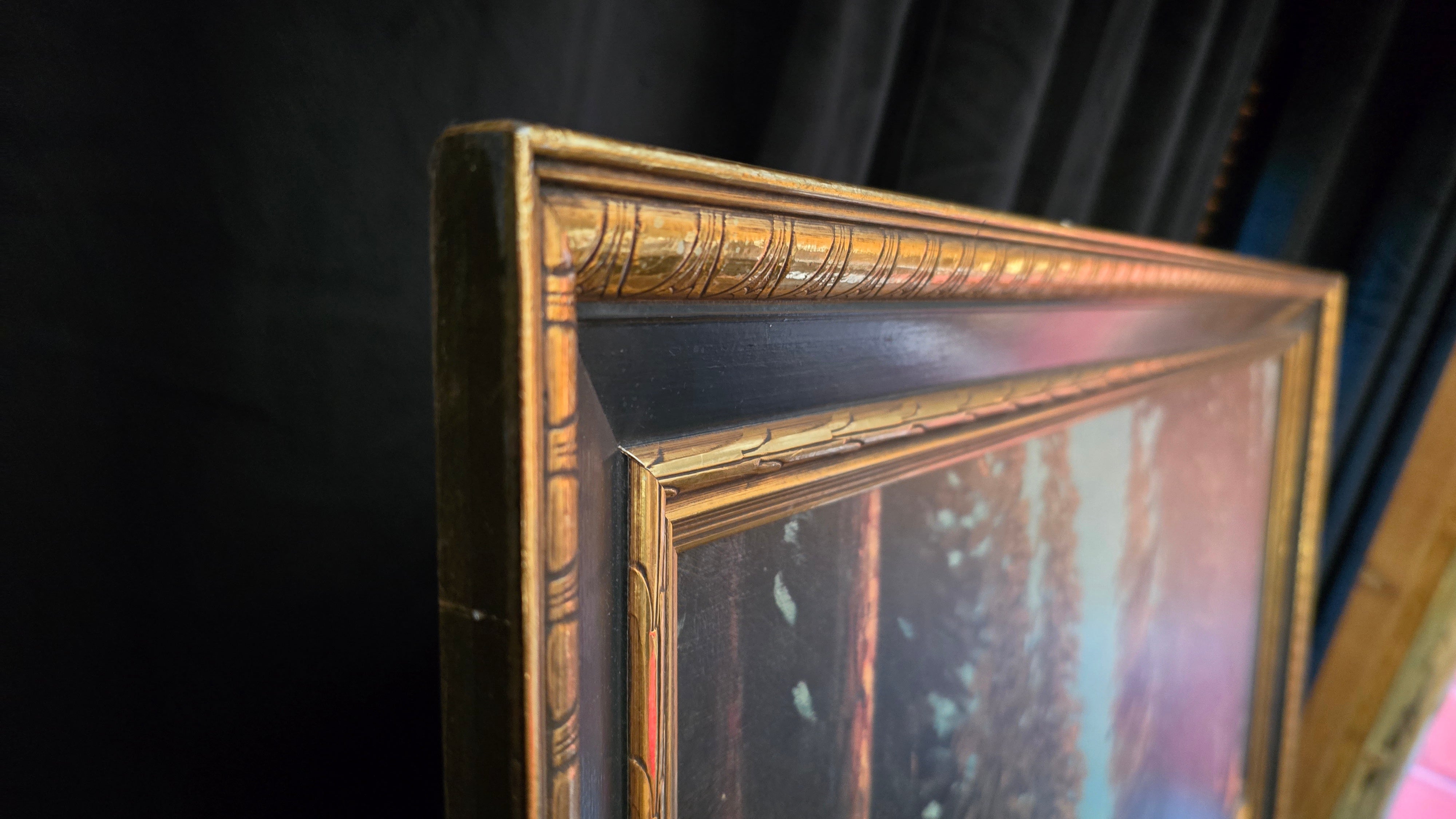 Framed Signed  Bruce Mitchell "Winter Retreat" Landscape Cabin in the Woods Painting