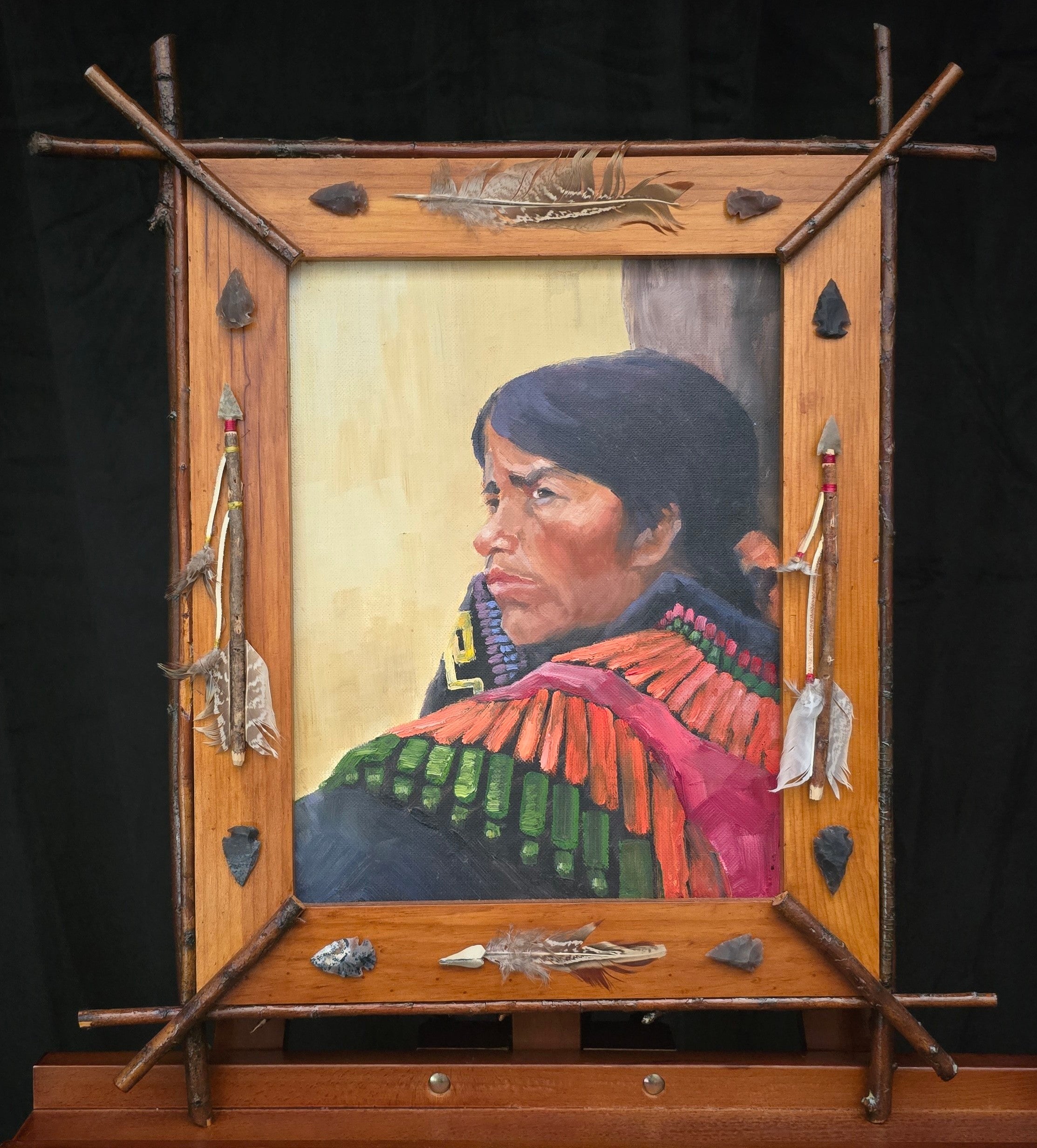 Detailed Portrait Painting of a Native Indian