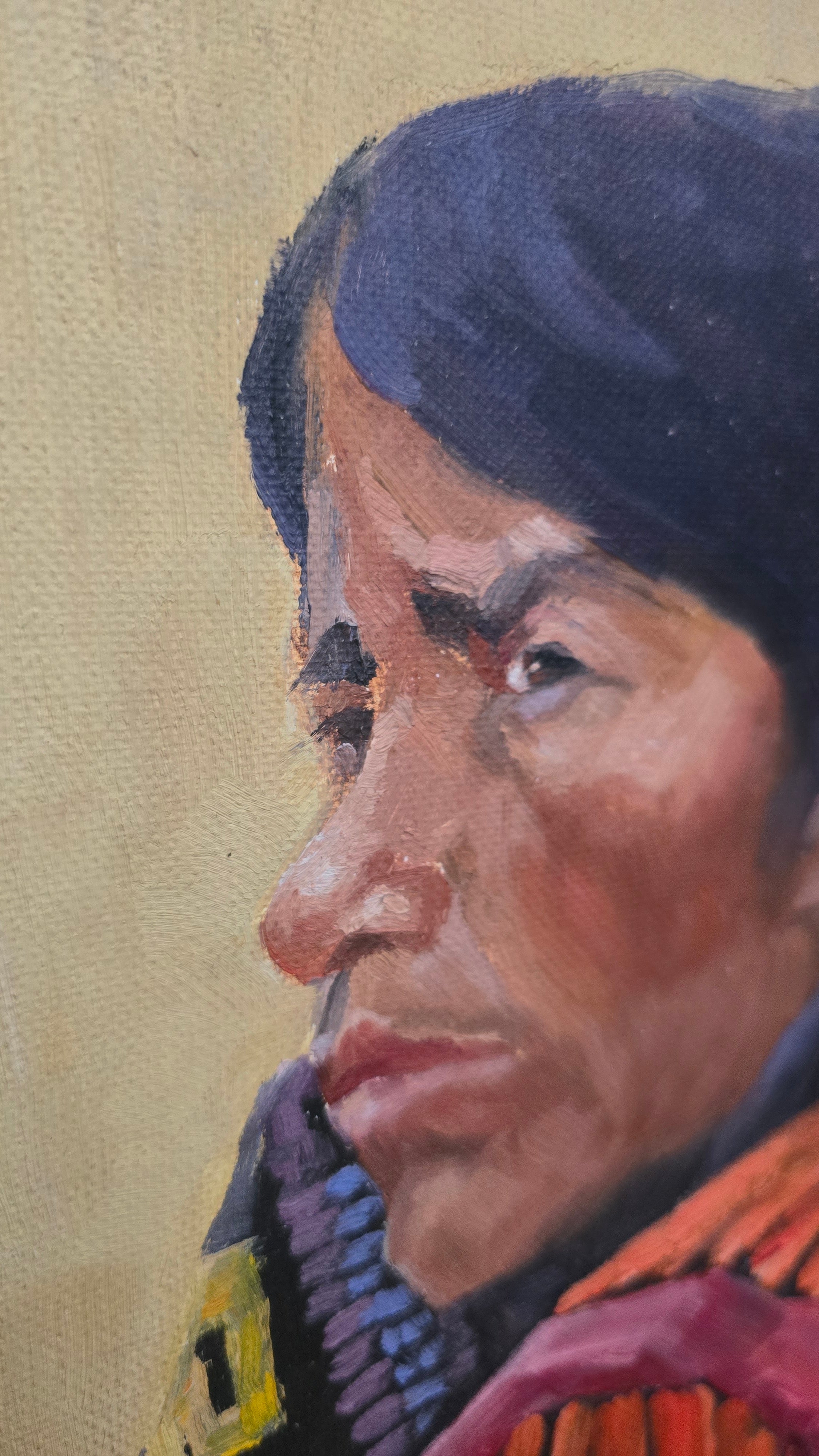 Detailed Portrait Painting of a Native Indian
