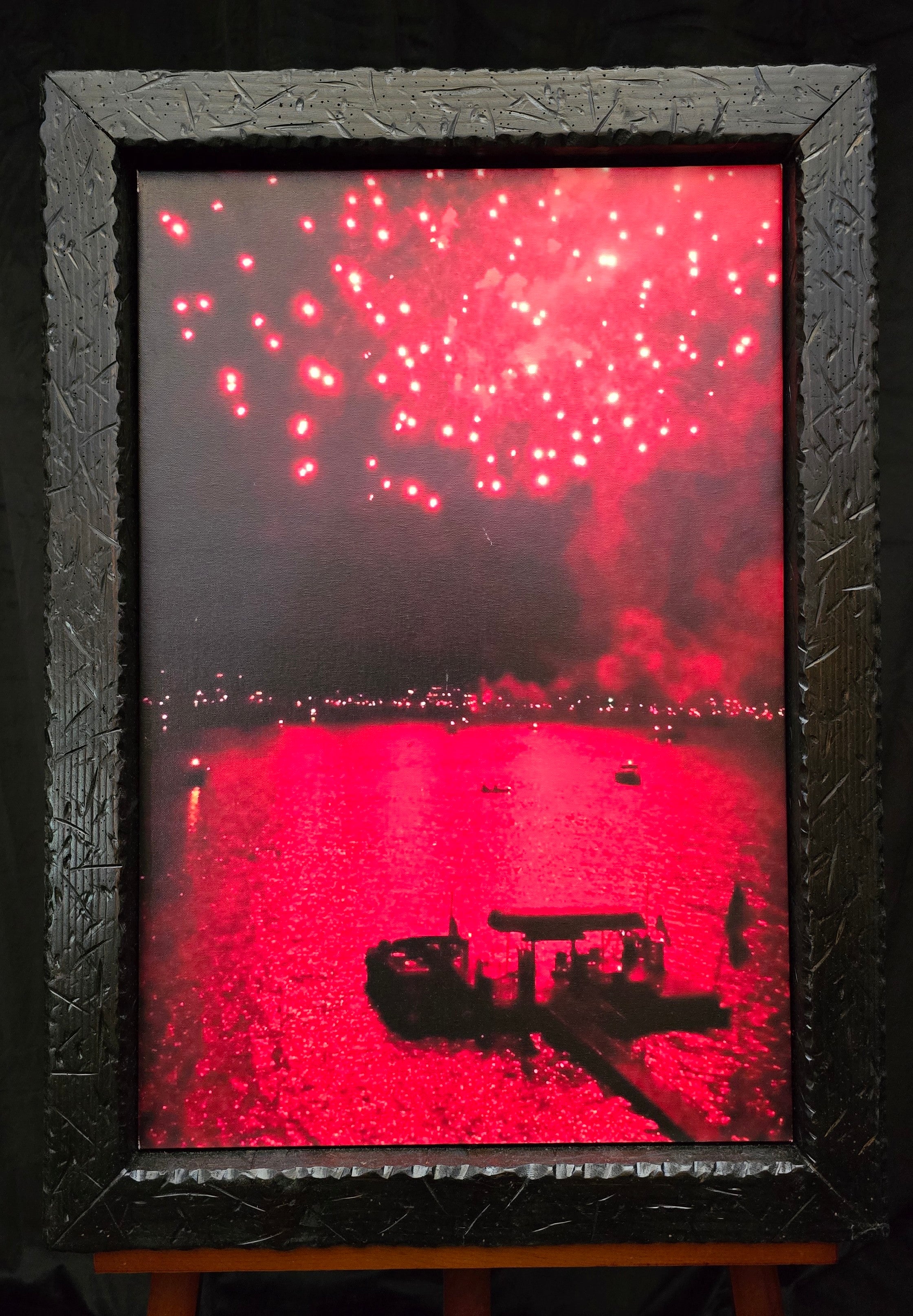 Original Photo Print of Red Fireworks in Big Bear Lake California Taken by John Hummel