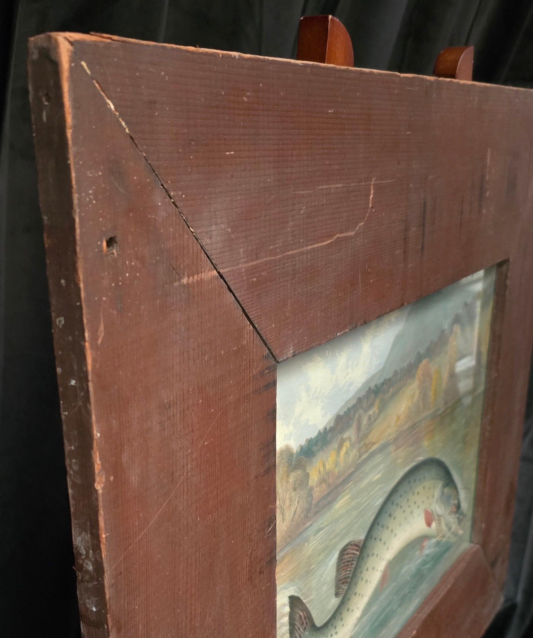 Samuel A Kilbourne "Northern Pike Hooked" Antique Framed Chromolithograph