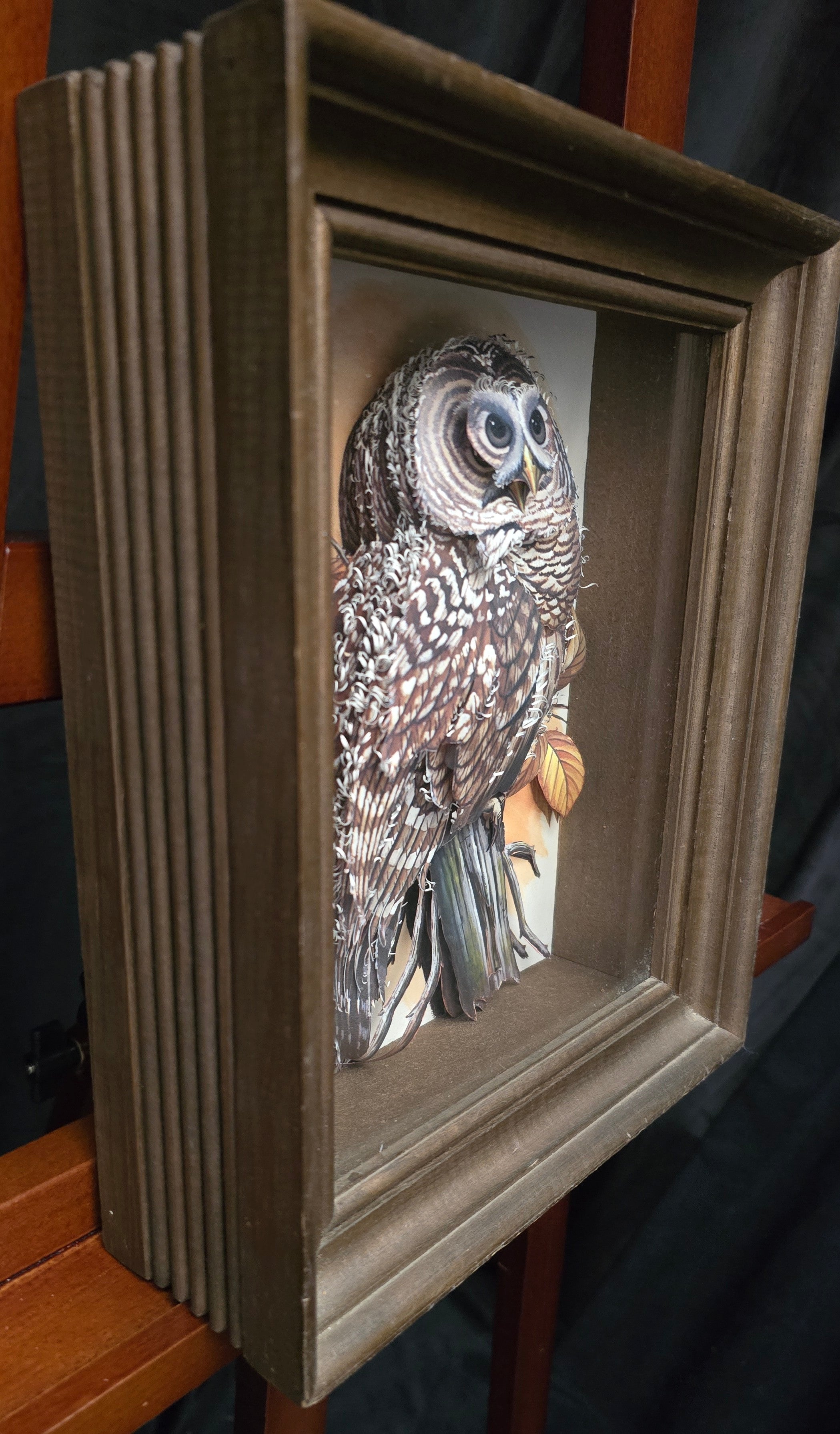 Paul C Connor 3D Owl Relief Paper Sculpture Decoupage