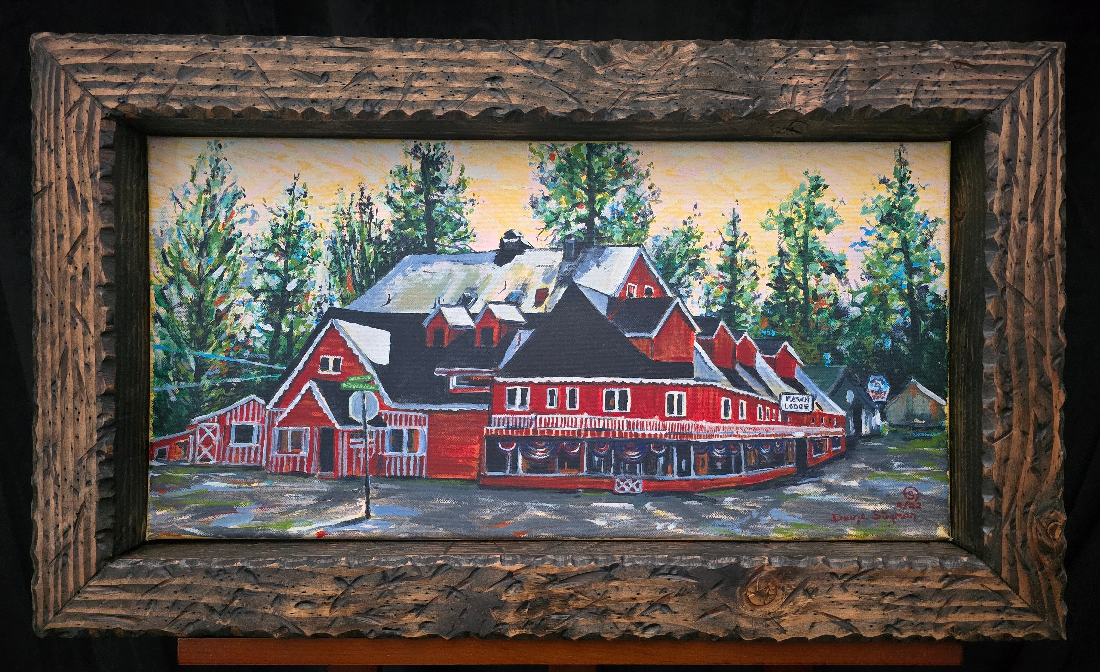 Hand Painted Depiction of Fawn Lodge by Diane Stegman