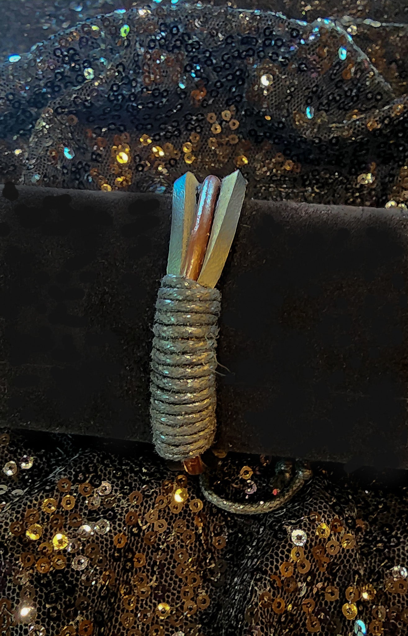 Black and Brown Leather Strap and Jute Cord Adjustable  Bracelet