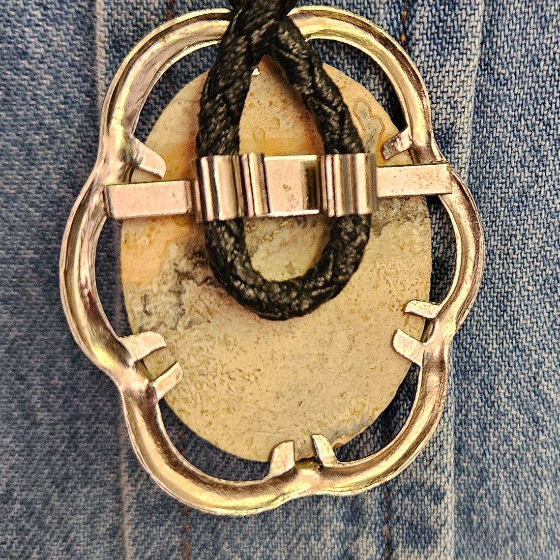 Landscape Silver Encased Jasper Stone Bolo Tie