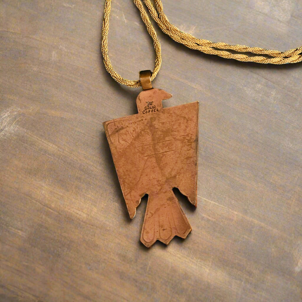 Solid Copper Thunderbird Charm Necklace