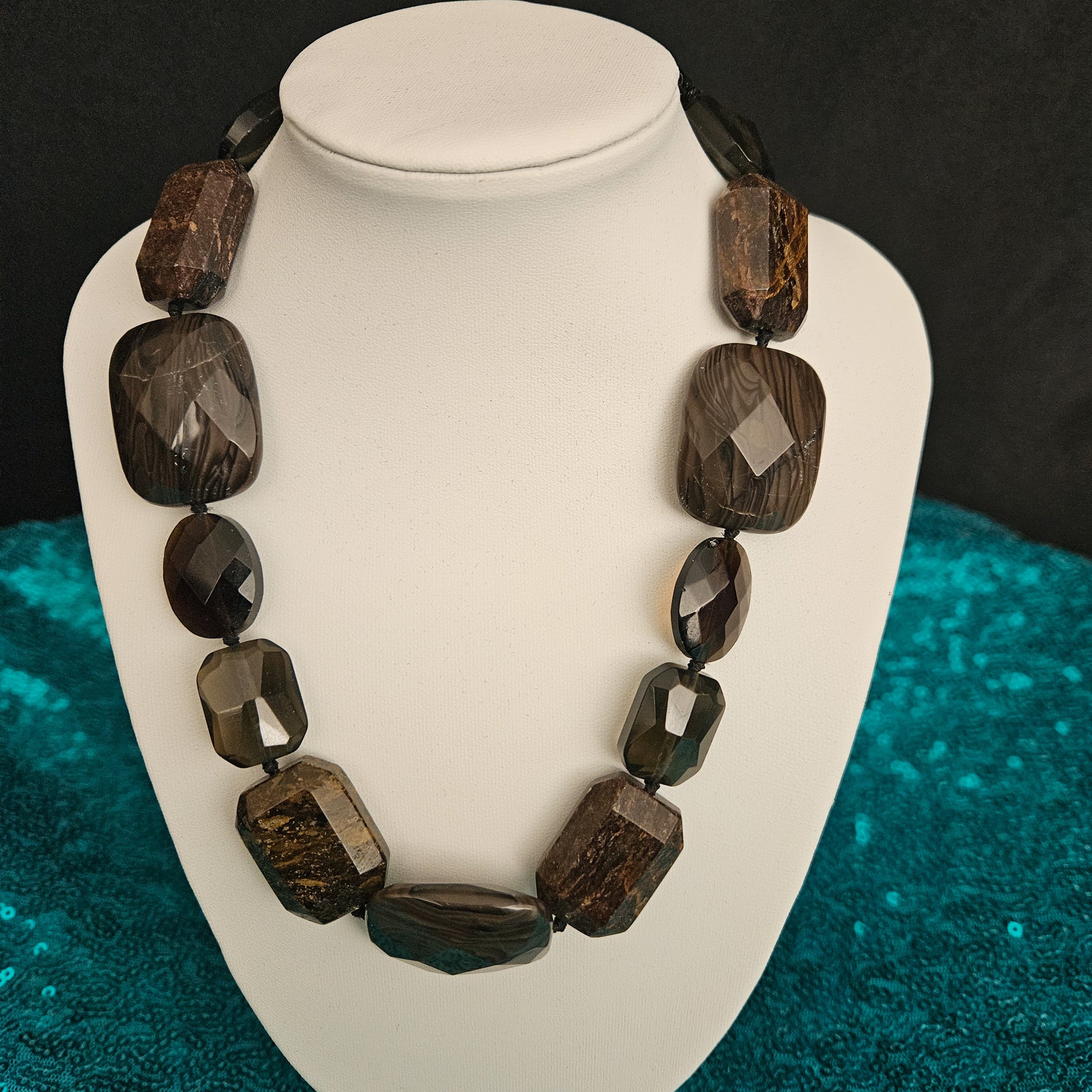 Brown Rhinestone Beaded Necklace