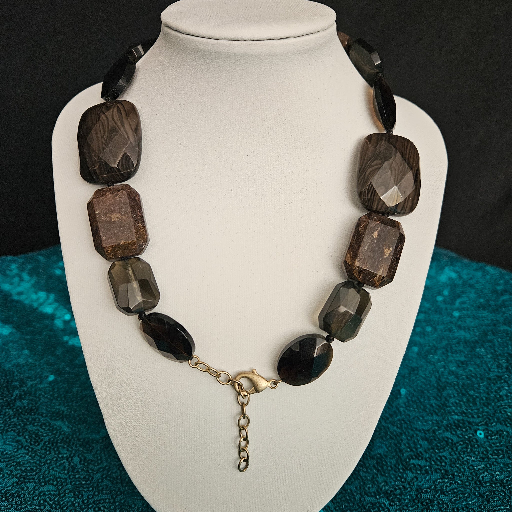 Brown Rhinestone Beaded Necklace