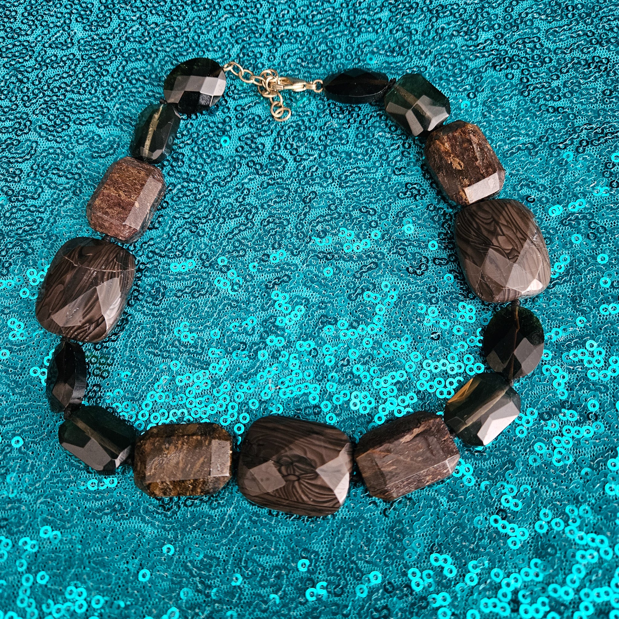 Brown Rhinestone Beaded Necklace
