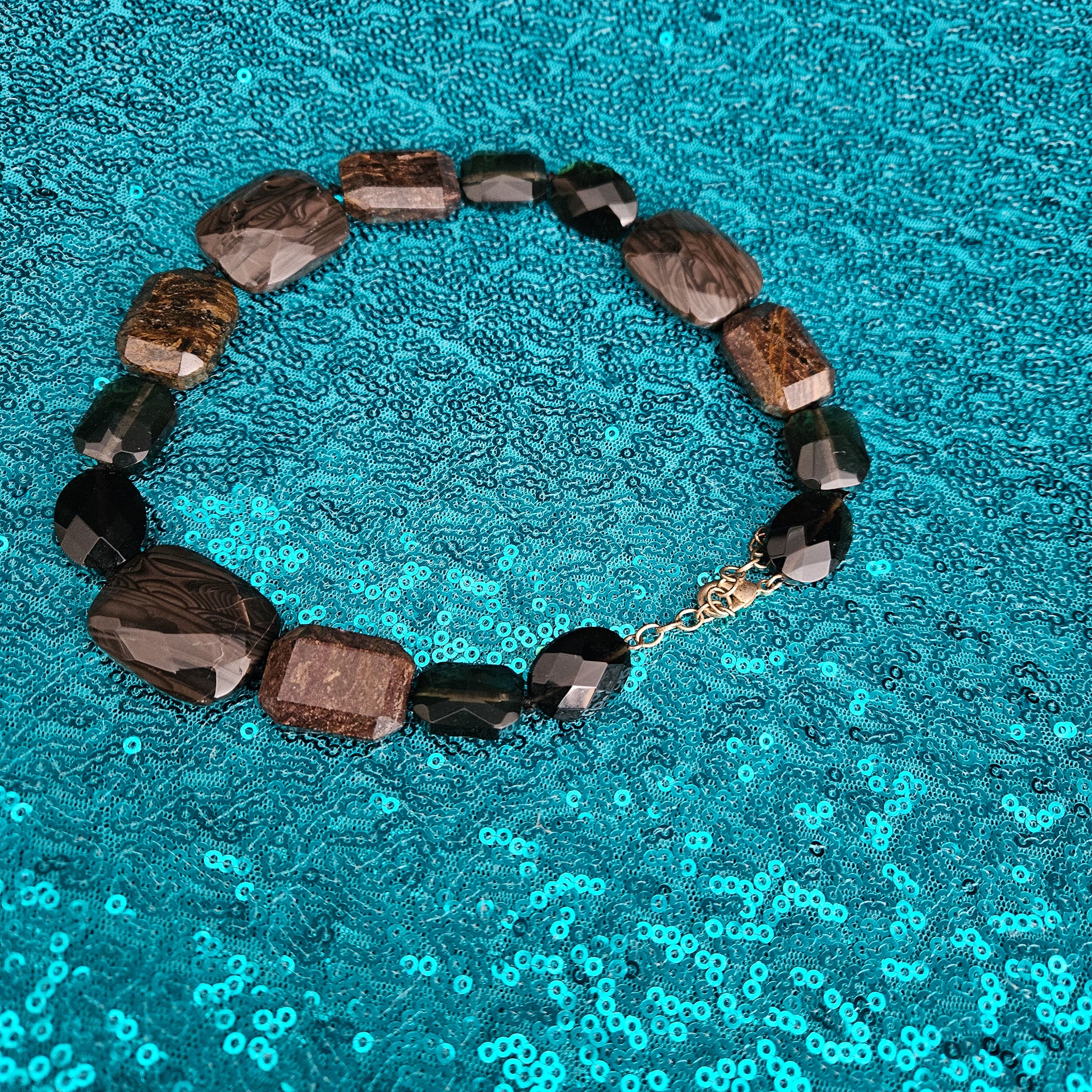 Brown Rhinestone Beaded Necklace