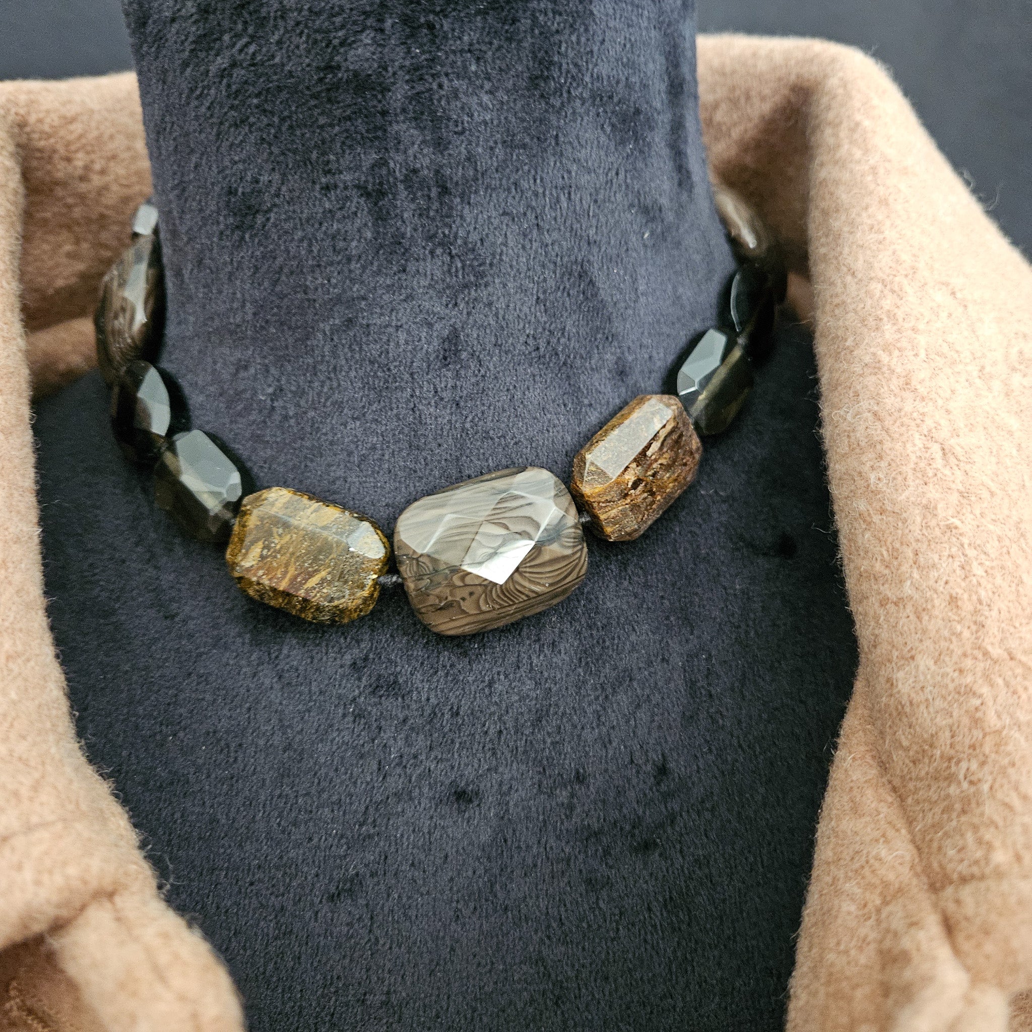 Brown Rhinestone Beaded Necklace