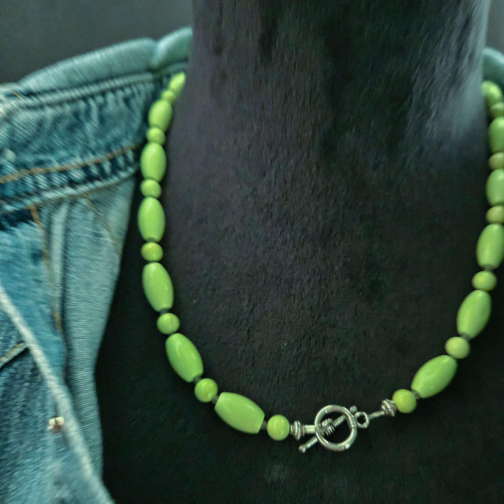 Lime Green Color Citron Magnesite Stone Beaded Necklace
