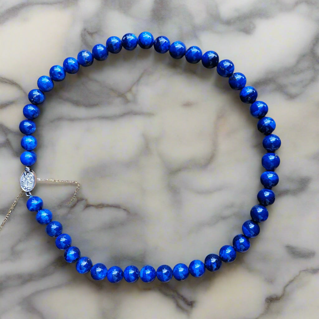 Bright Blue Lapis Beaded Necklace