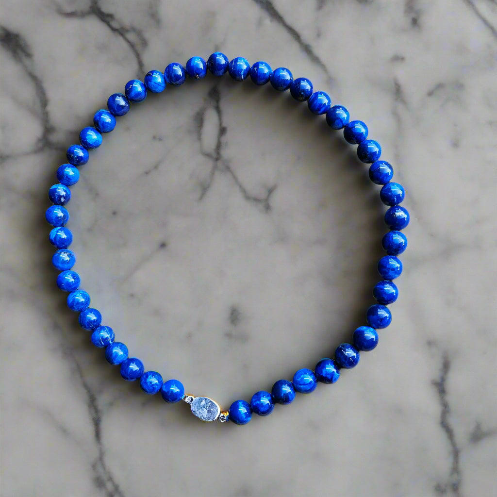 Bright Blue Lapis Beaded Necklace