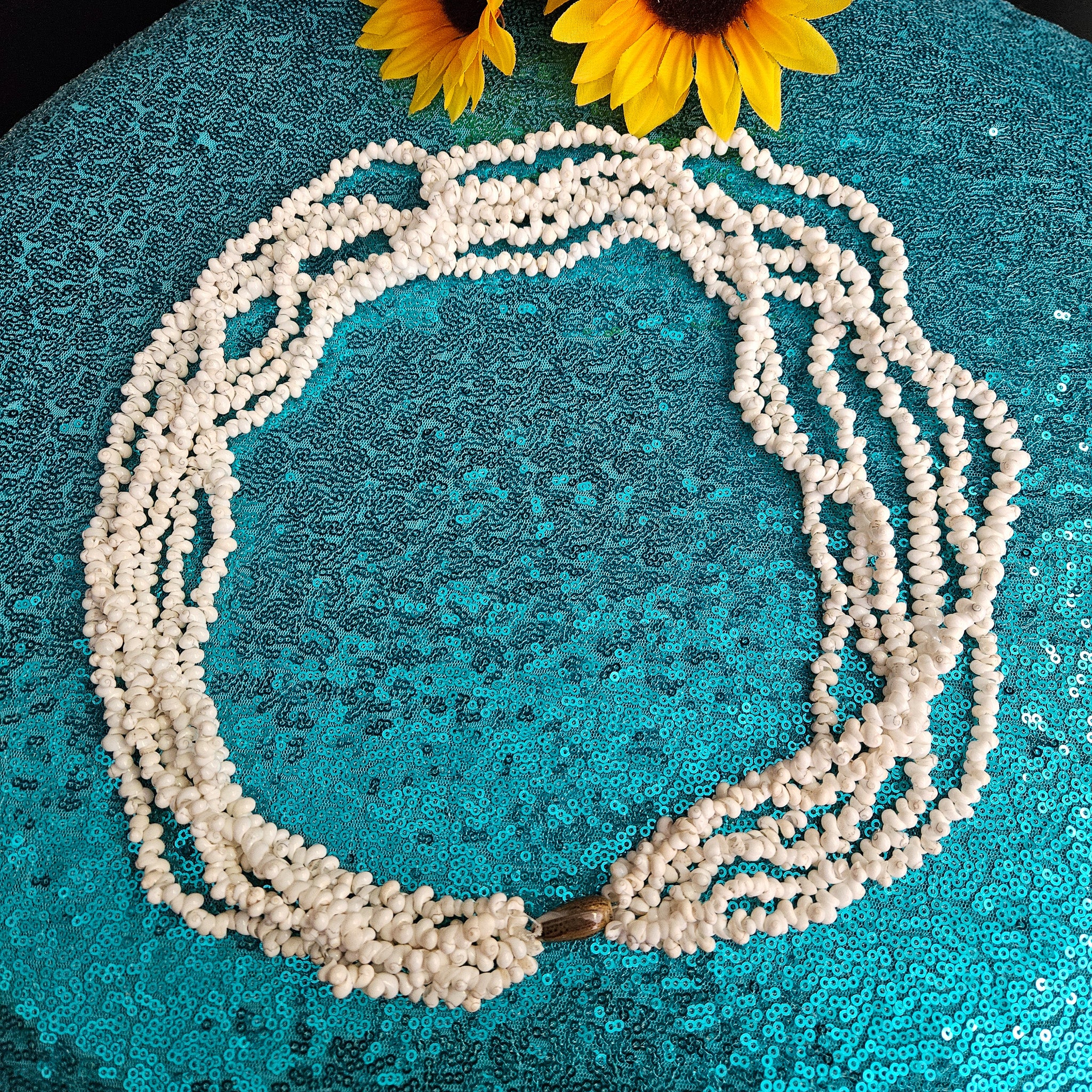 Six Strand White Mongo Seashell Necklace