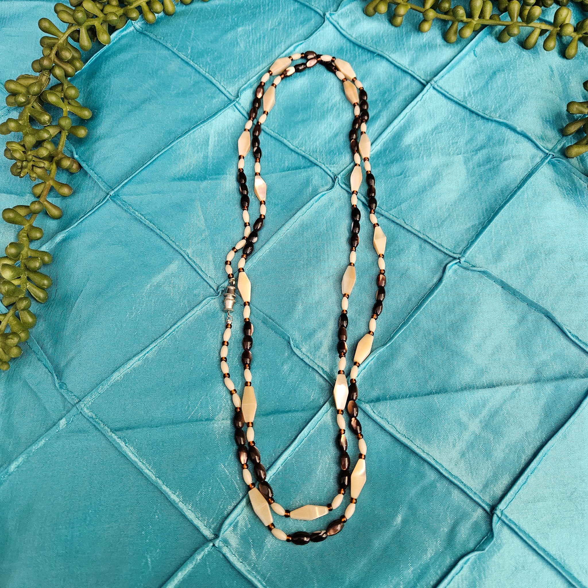 Black and White Stone Beaded Necklace