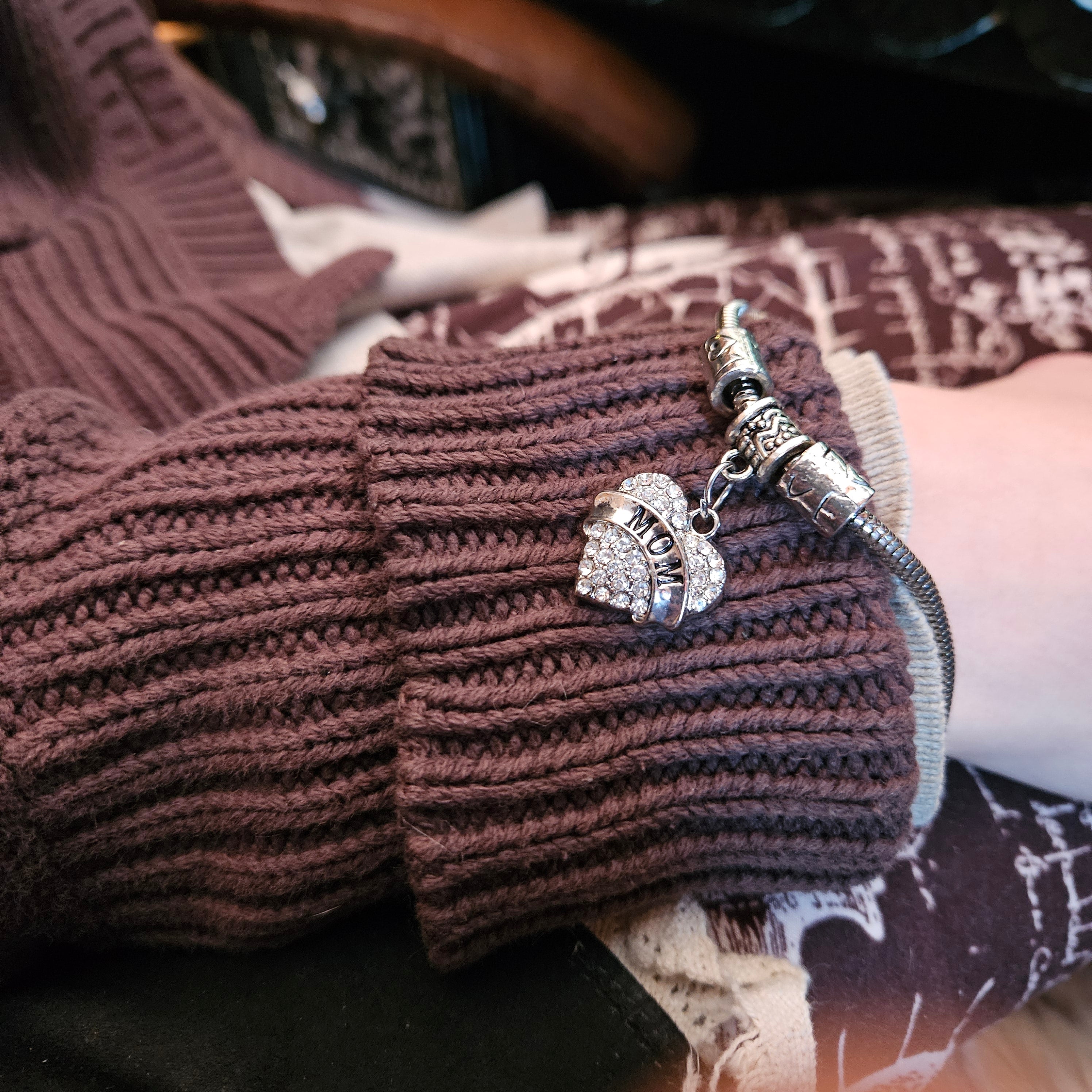 Silver Bracelet with "LOVE  MOM" Charm