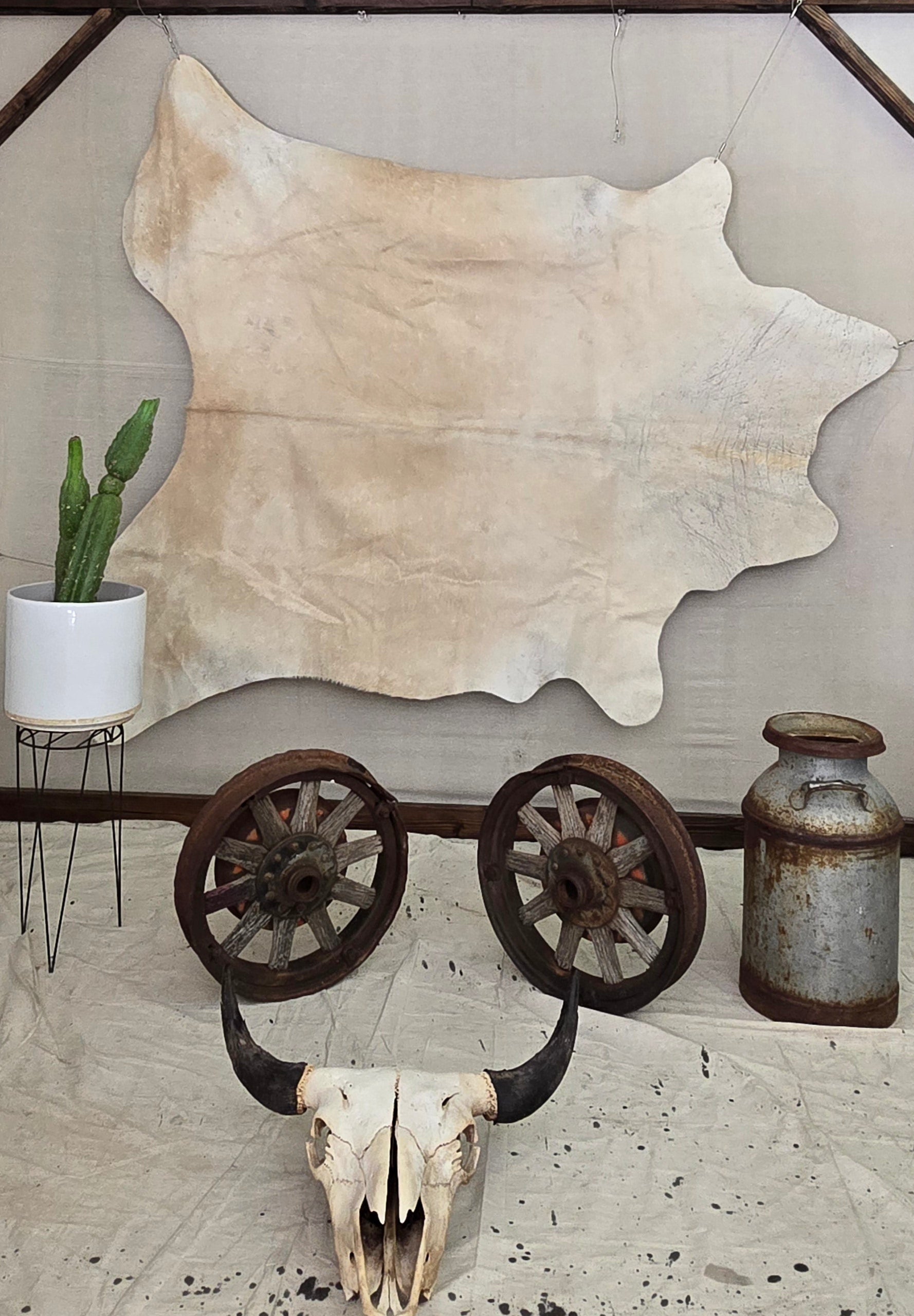 Elegant White Cowhide Crafted By Artisin in Brazil