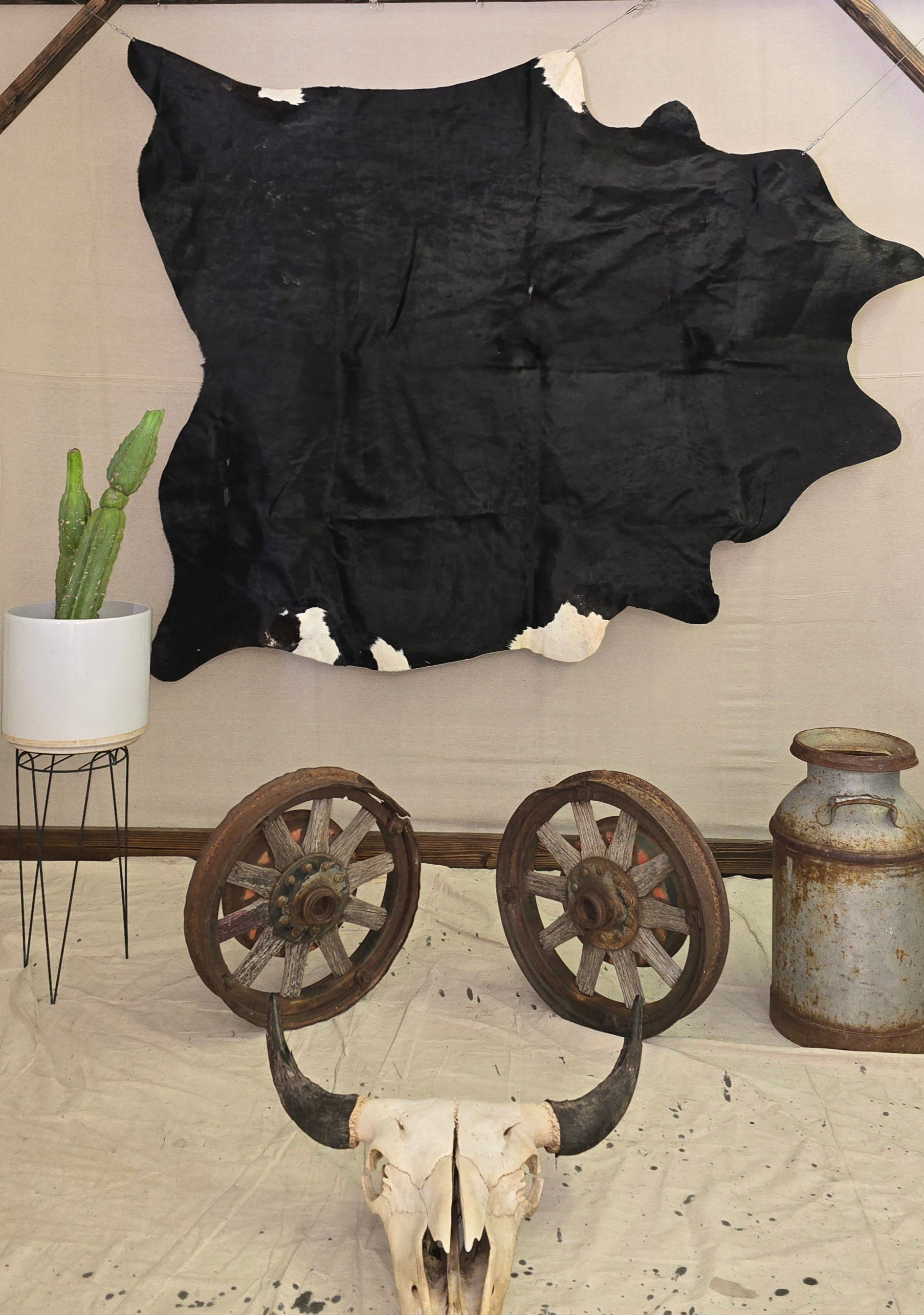 Vivid Black Cowhide Handmade in Brazil