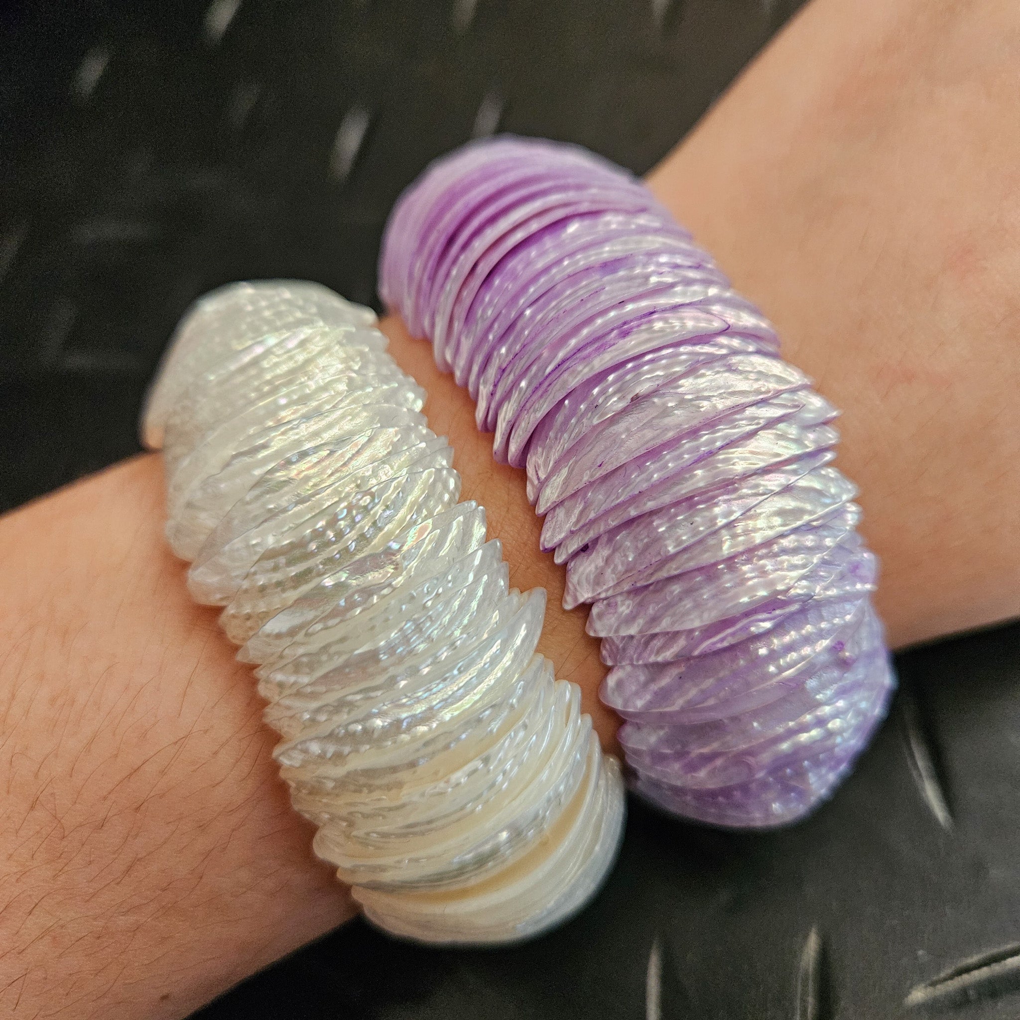 Natural Raw Shell Stretchy Bracelet