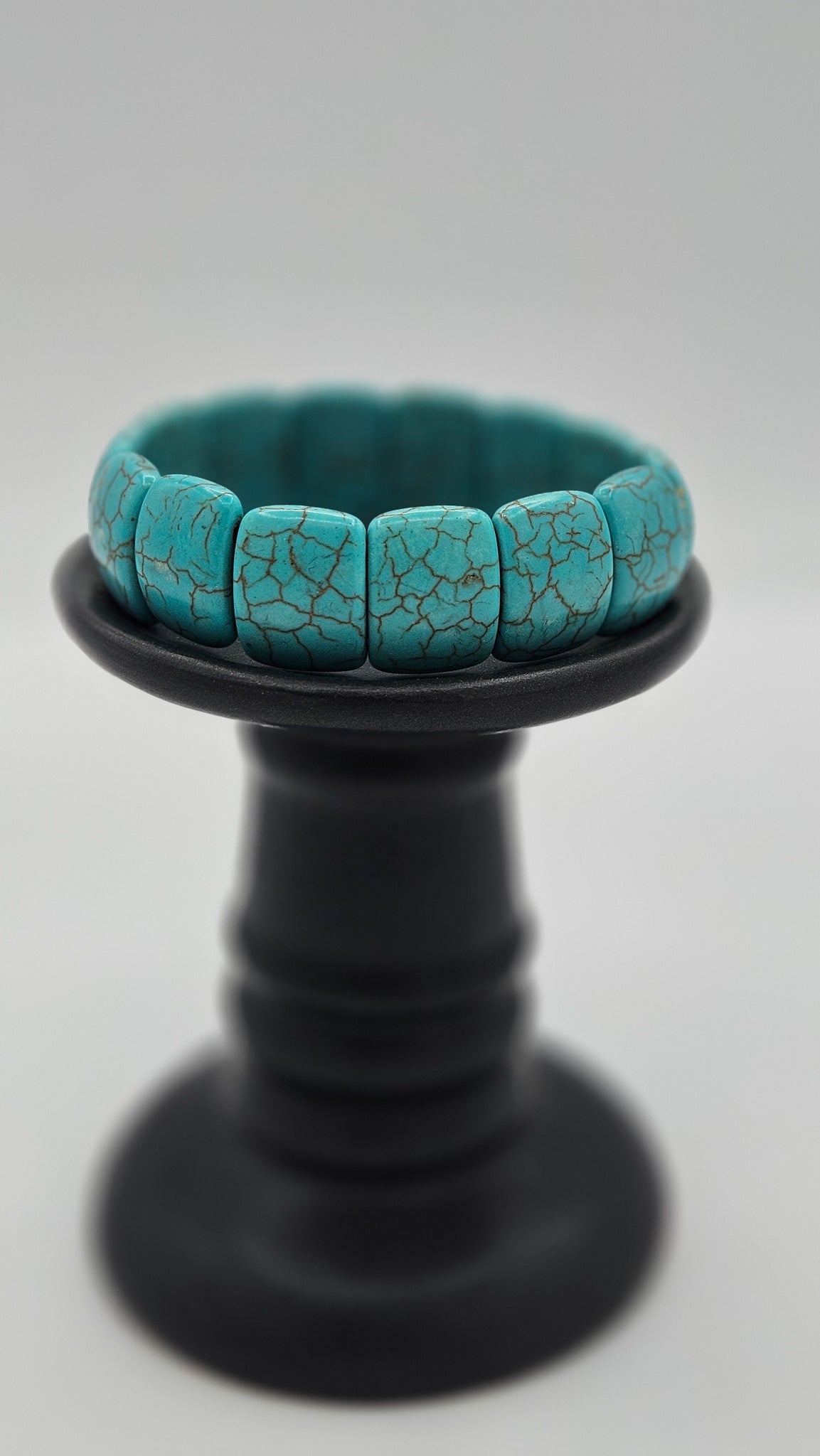 Turquoise Stretch Bracelet with Flat Rectangular Beads