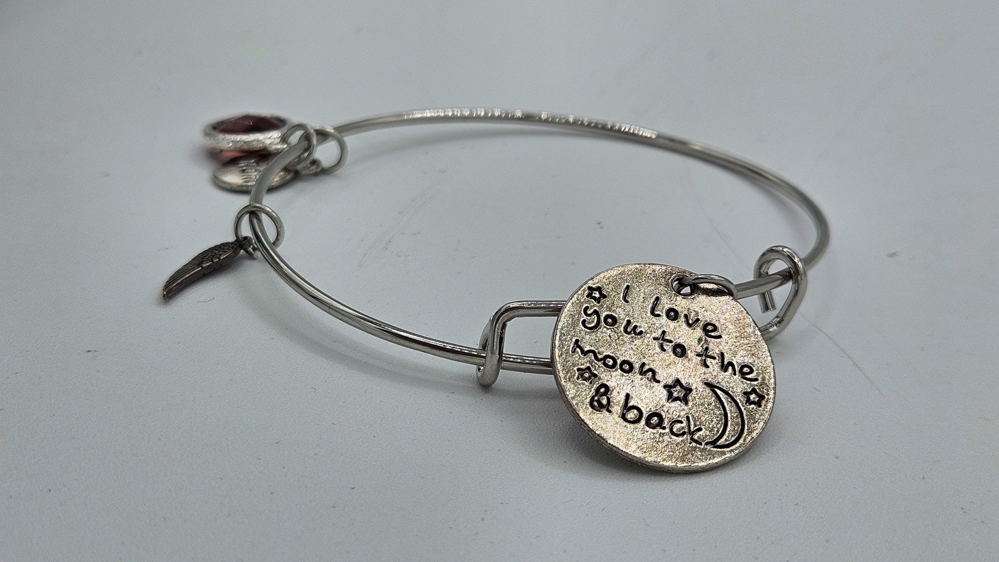 Expandable Wire Bangle Bracelet with Charms
