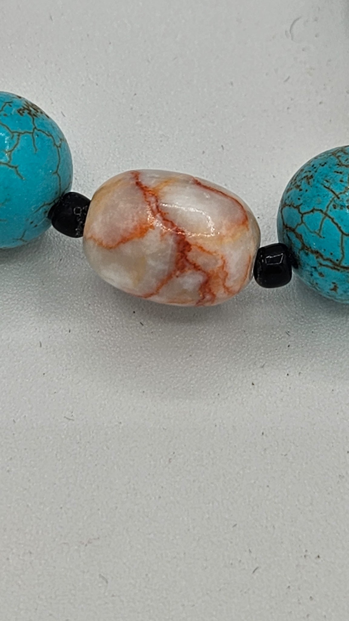 Turquoise and White Beaded Adjustable Bracelet