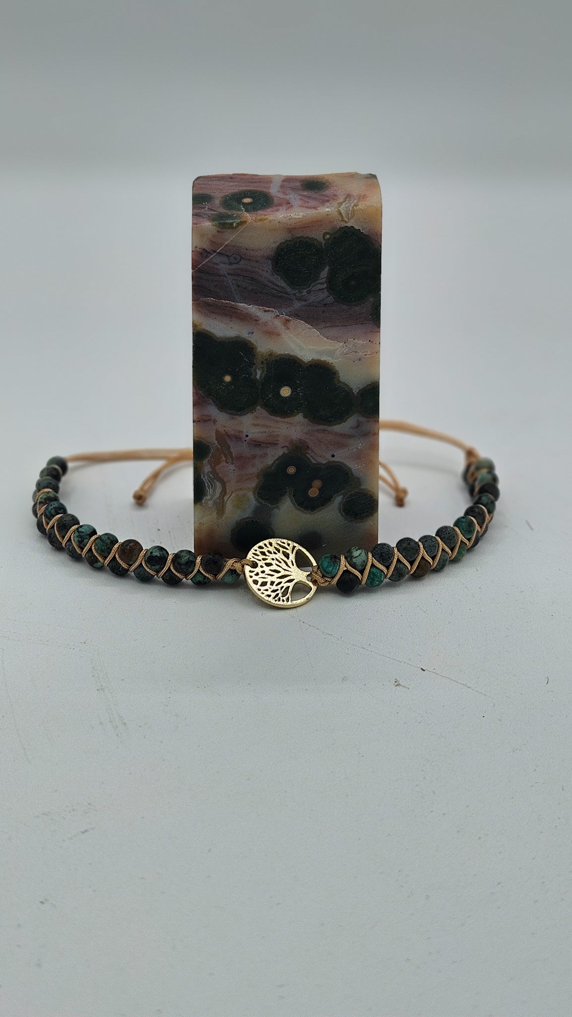 Tree of Life Jasper Stone Adjustable Bracelet