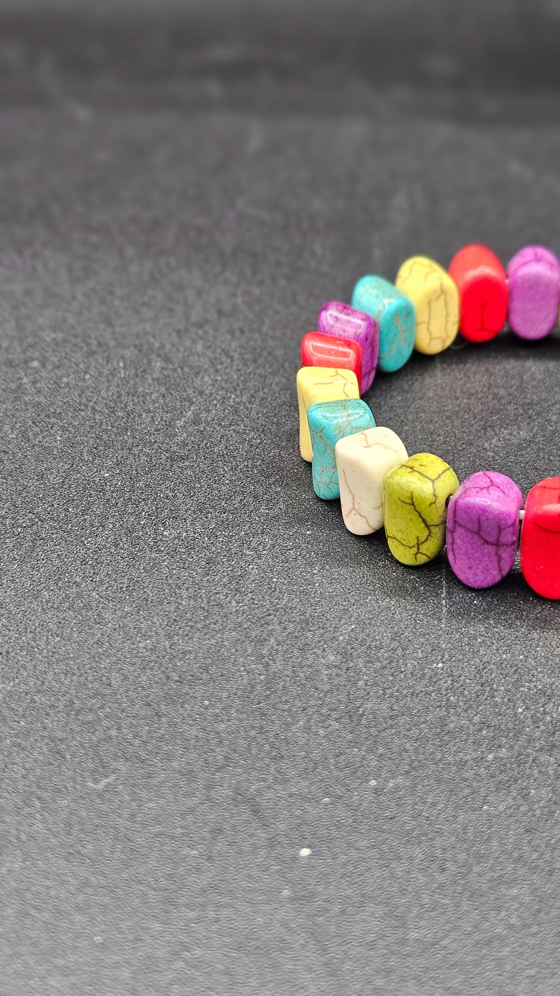 Multicolor Howlite Rectangle Beads Stretch Bracelet