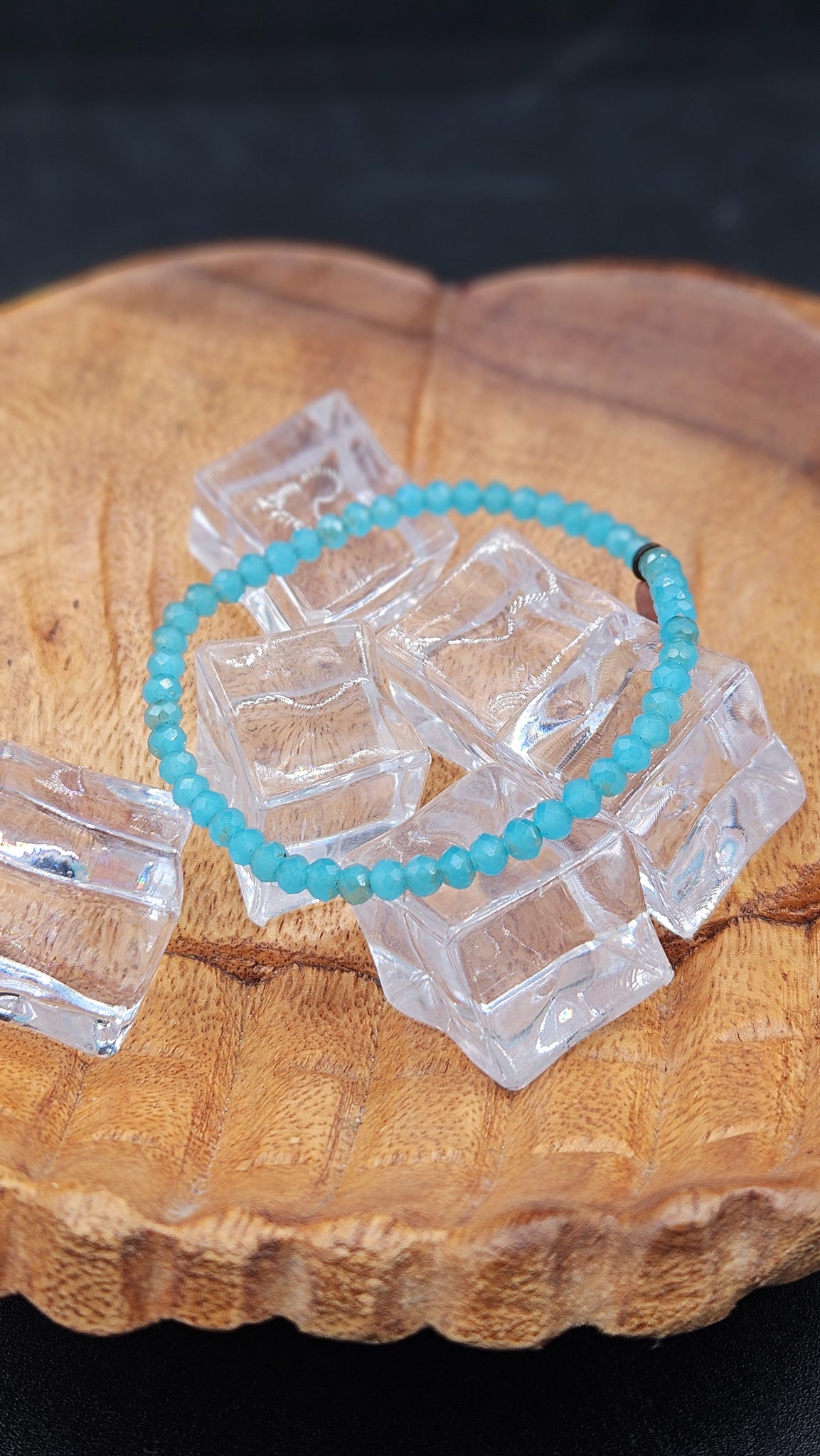 Amazonite Bead Stretch Bracelet with a Small Copper Tag