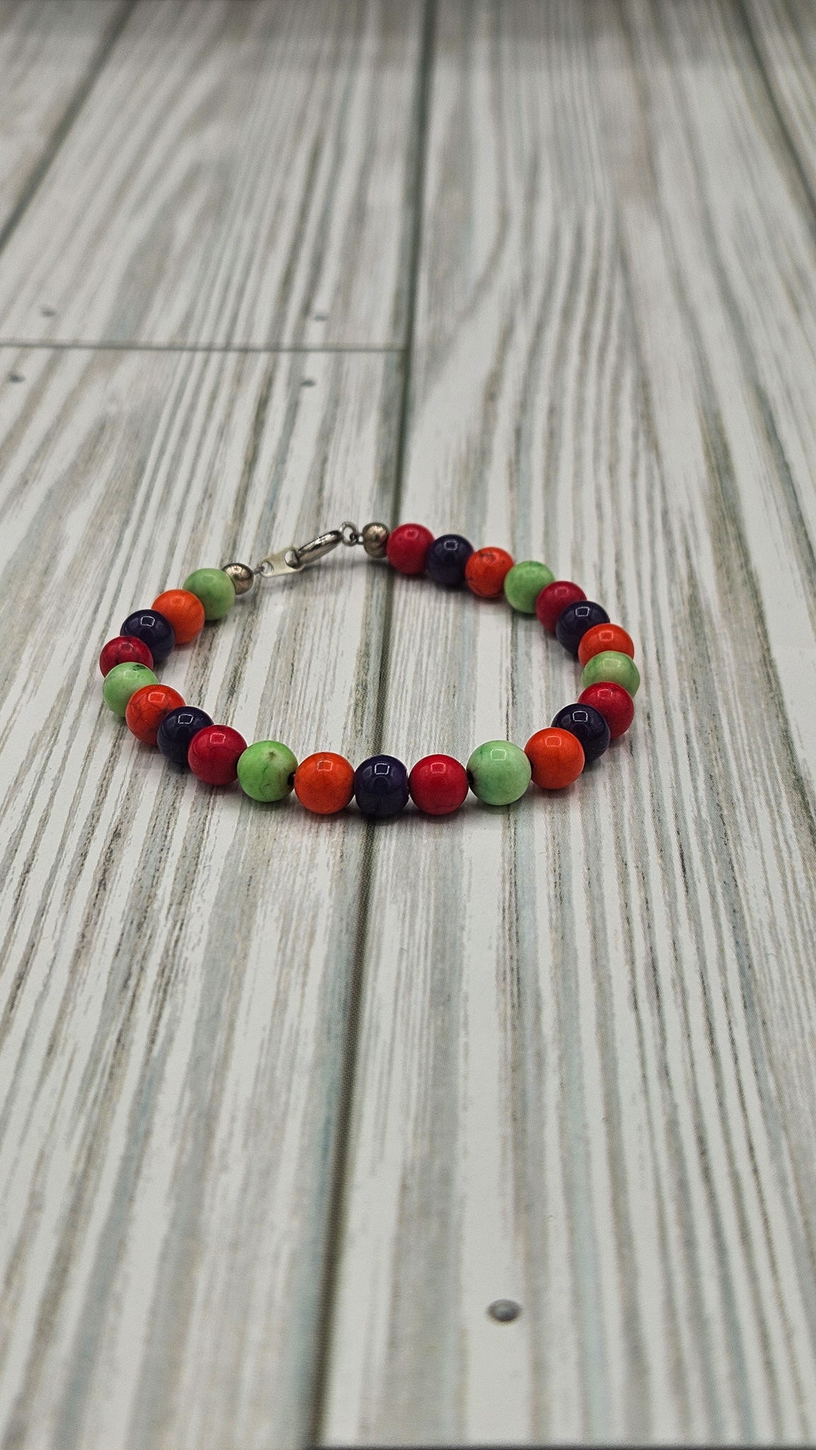 Multi-Colored Gemstone Beaded Clasp Bracelet