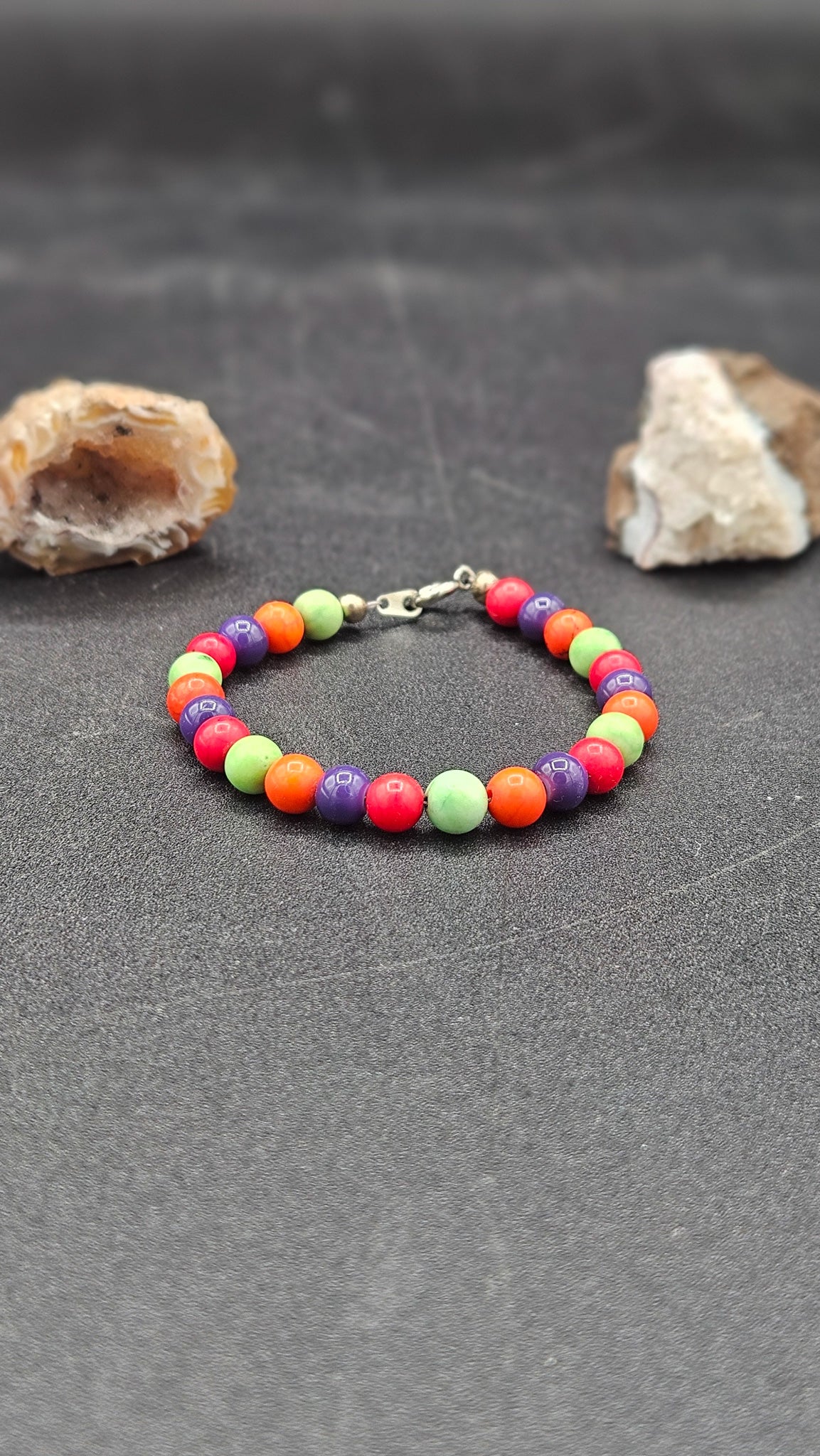 Multi-Colored Gemstone Beaded Clasp Bracelet