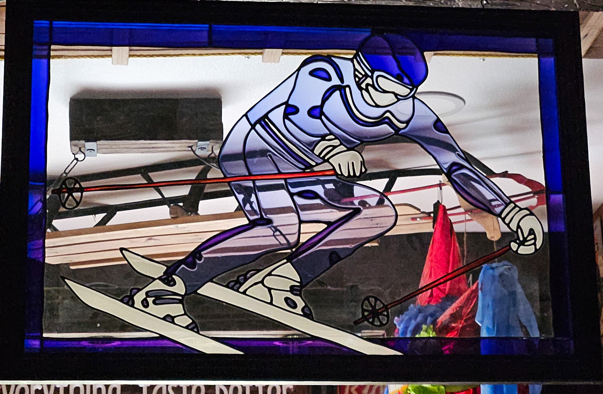 Stained-Glass Style Image Of An Alpine Skier 35.5x23.5 inches