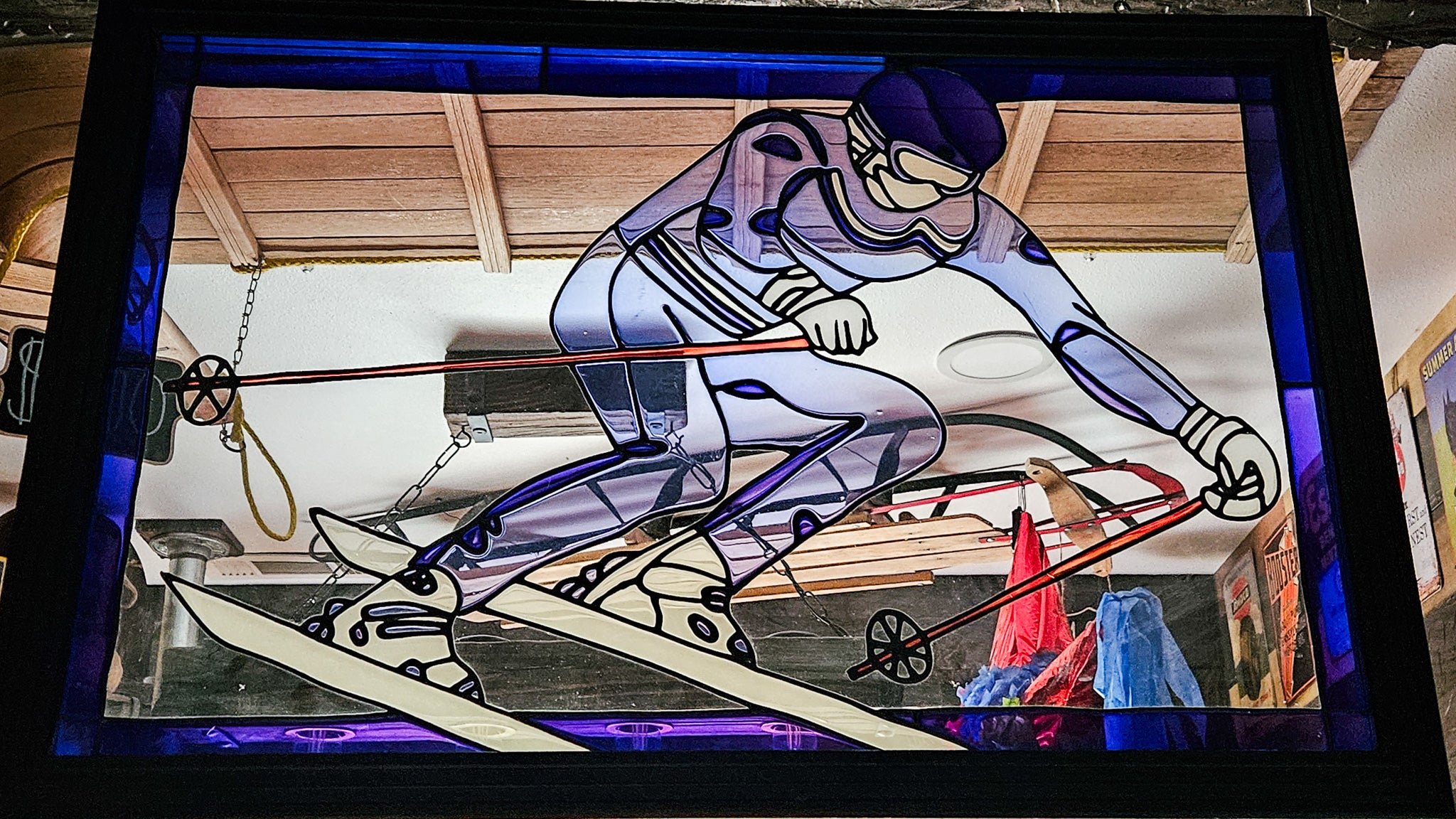 Stained-Glass Style Image Of An Alpine Skier 35.5x23.5 inches