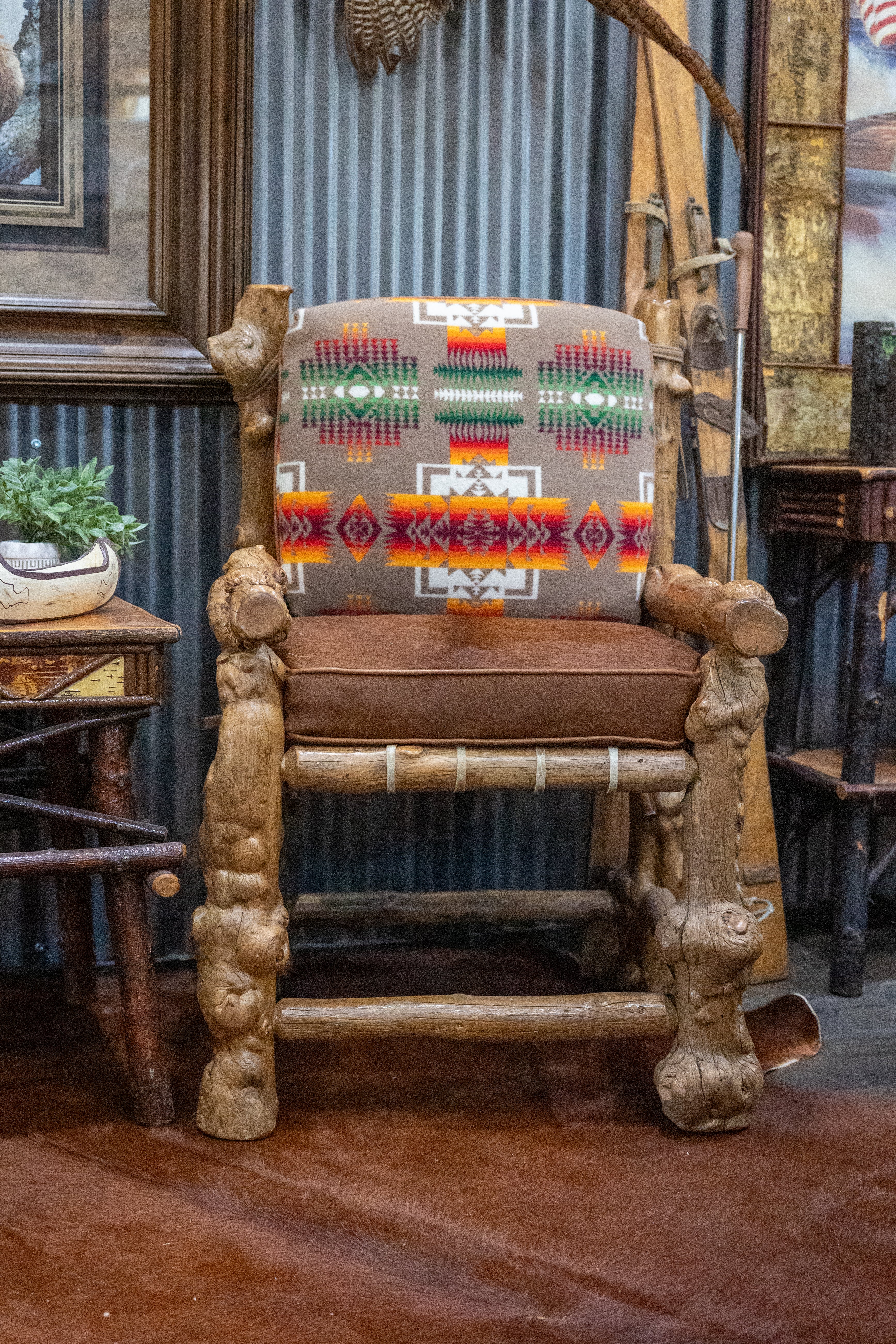 Rustic Knots and Gnarled Pine Log Chair