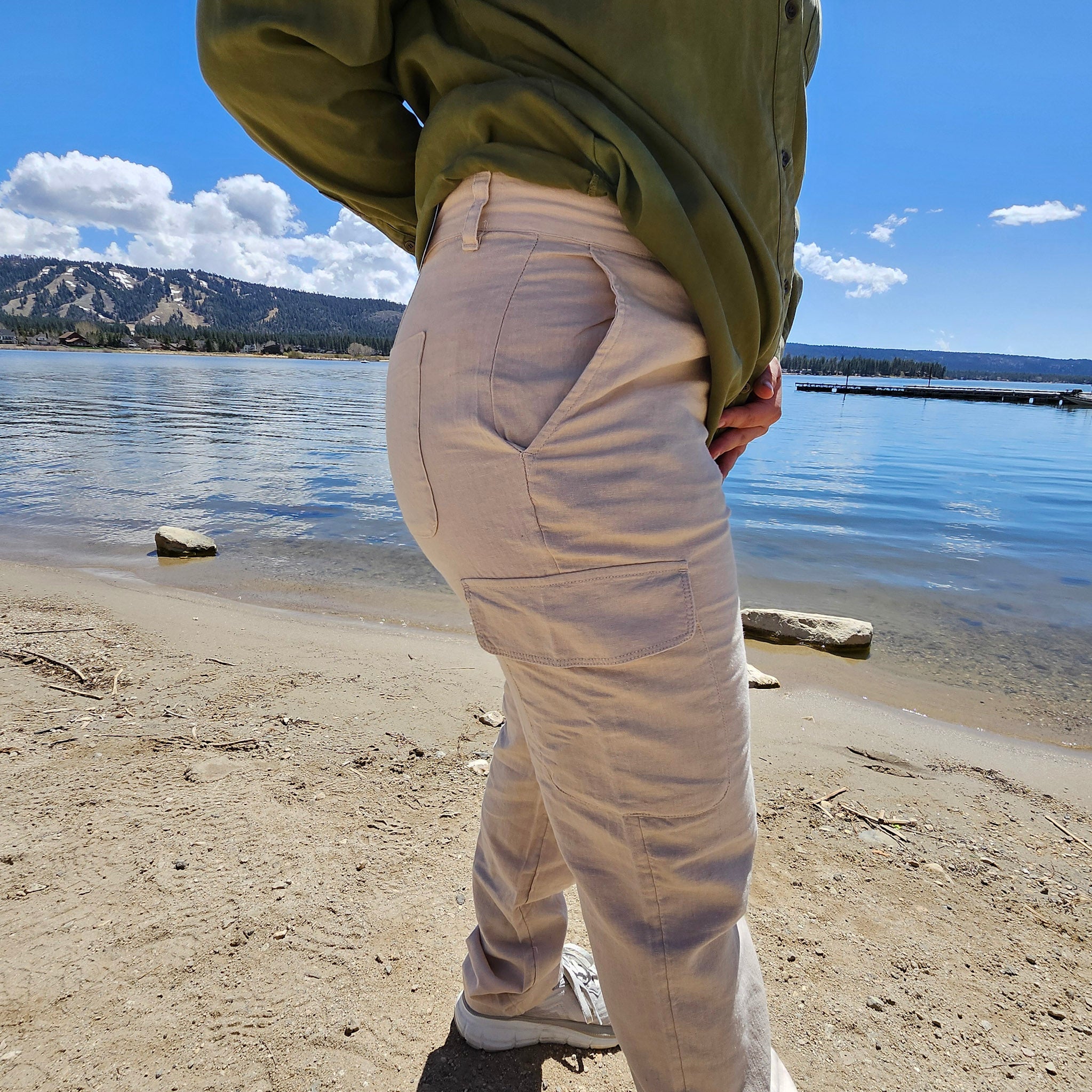 Caribbean Joe Linen Blend Cargo Pants Color Moonlight