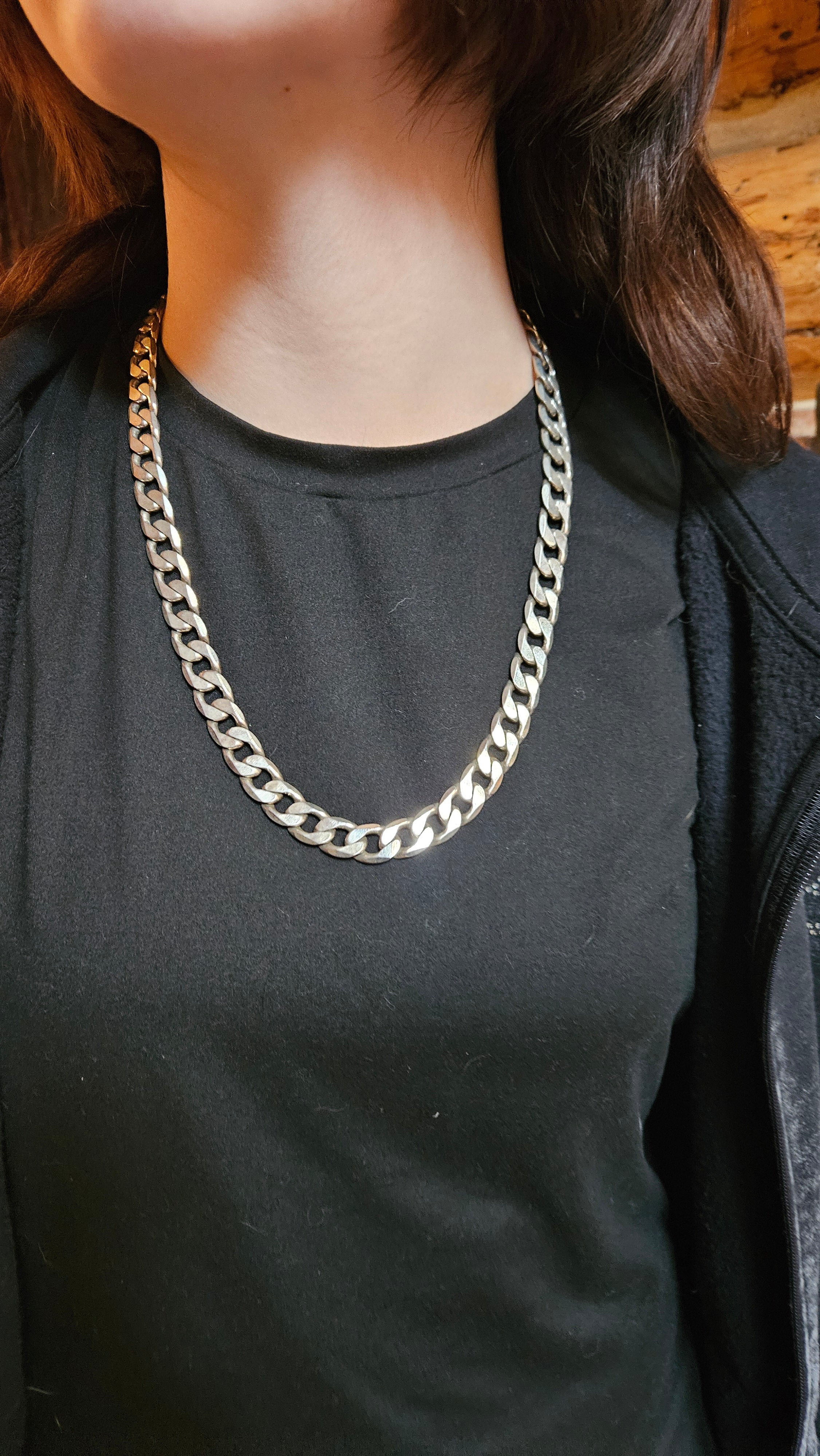 24 Inch Cuban-Style Chain Necklace 925 Silver None Tarnish Plating