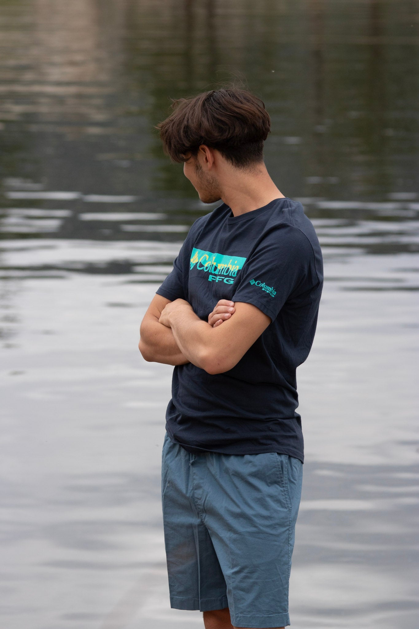 Columbia PFG Graphic Tee Shirt Navy Blue