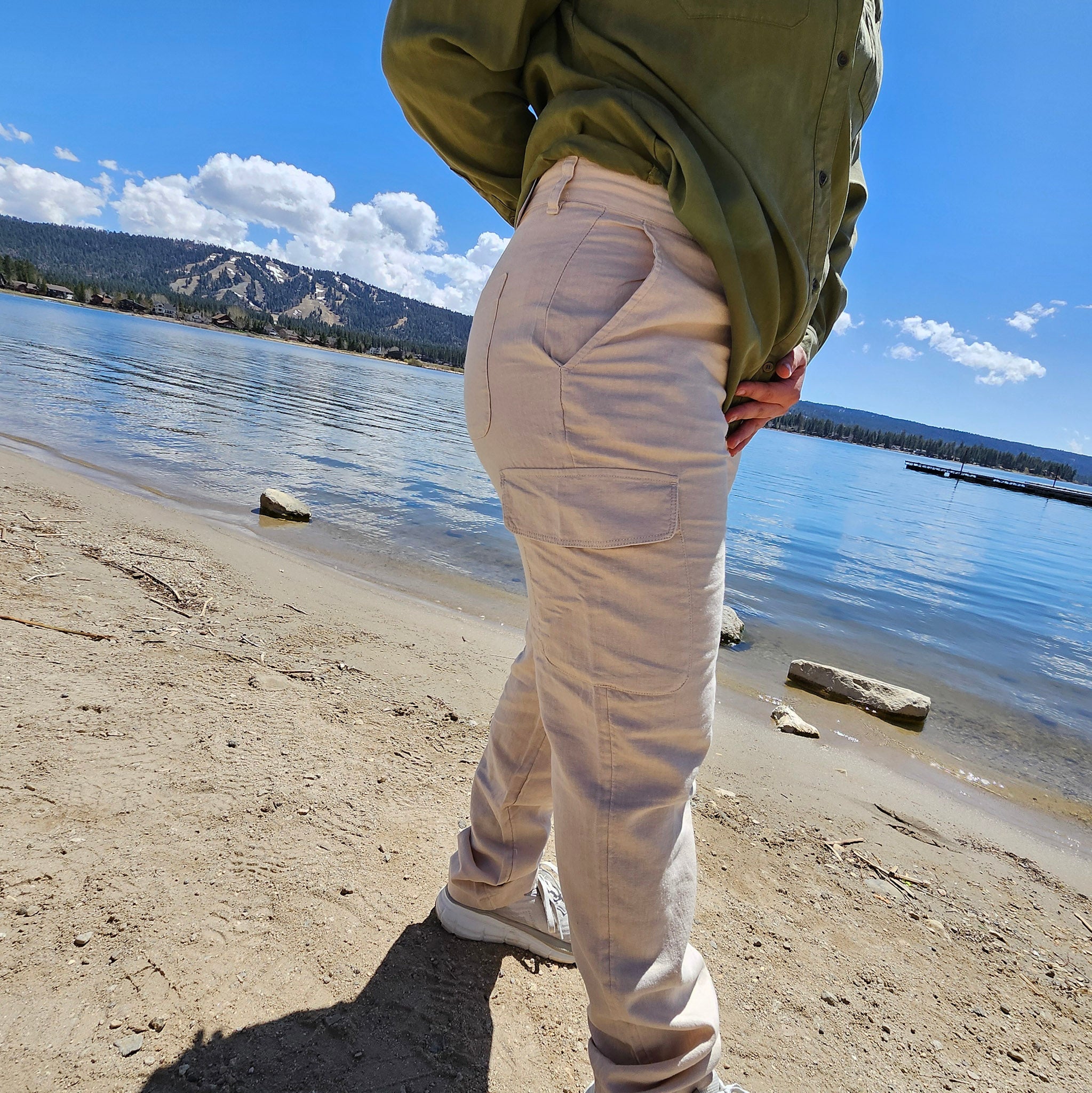 Caribbean Joe Linen Blend Cargo Pants Color Moonlight